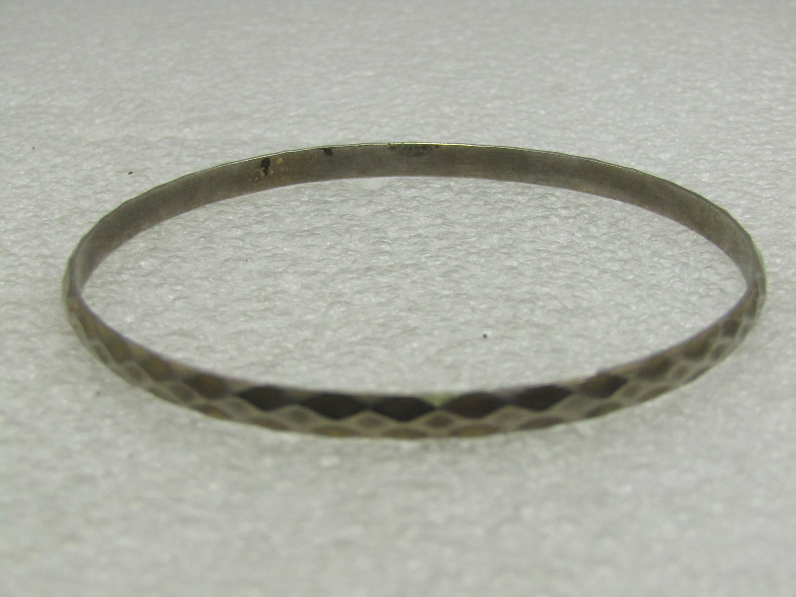 Vintage Silver Tone Bangle Bracelet, 8", Domed - 5