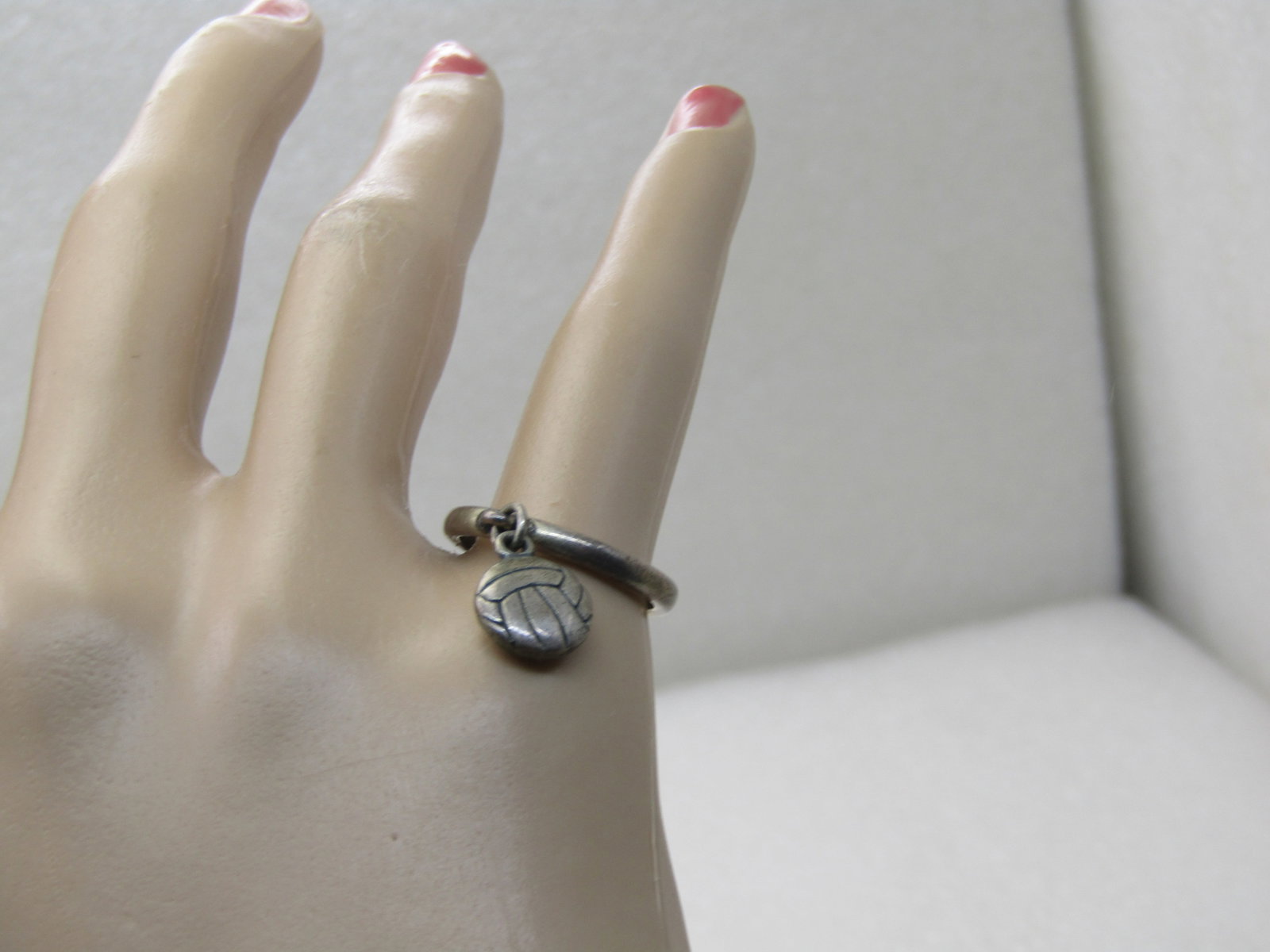 Vintage Sterling Avery Volleyball Charm Ring, Sz. 6 Retired - 6