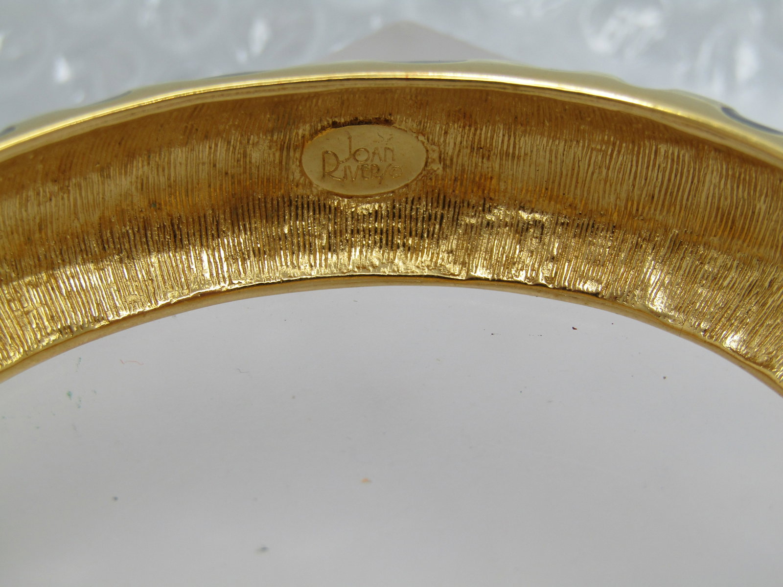 Vintage Joan Rivers Tiger Striped Bracelet, Hinged Bangle, 6.75" - 1990's - 2000's - 4
