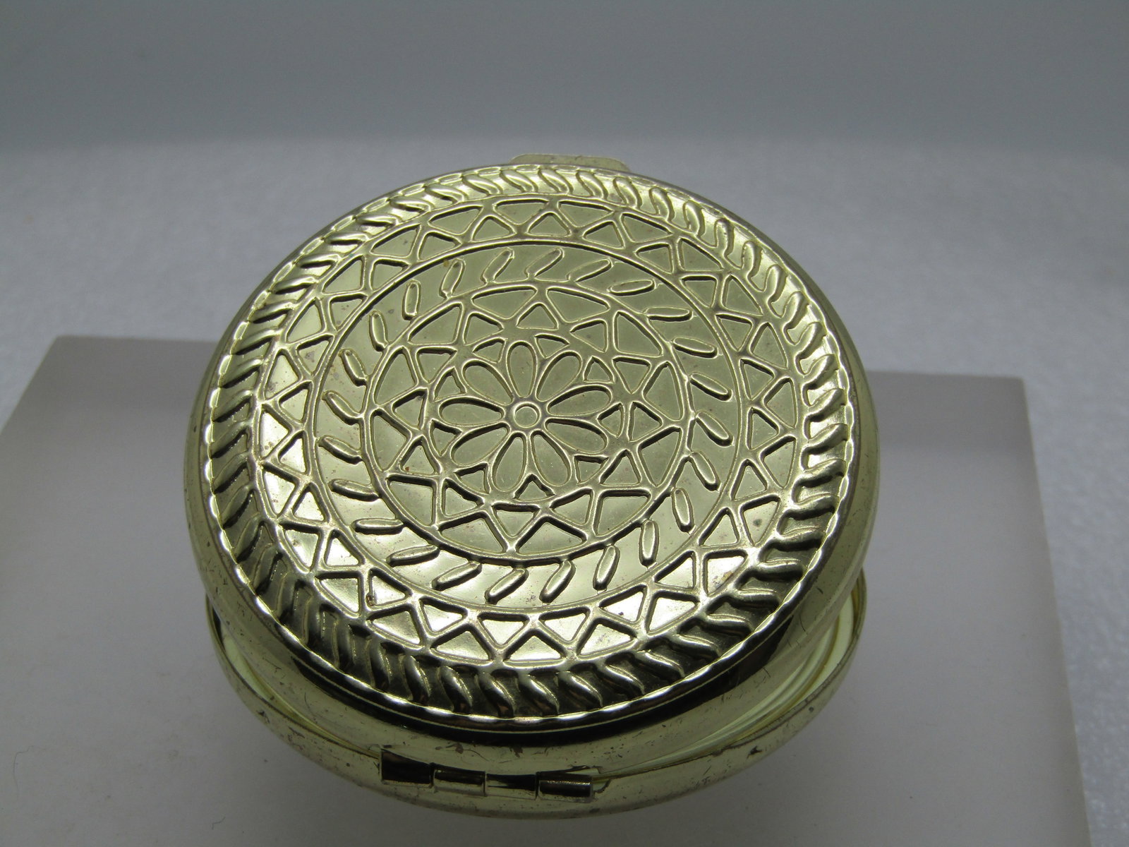 Vintage Hinged Compact Mirror, 2.25", 1960's-1970's - 2