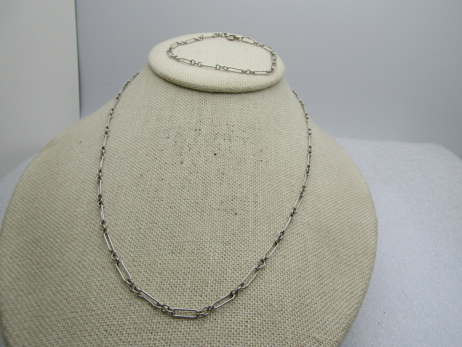 Vintage Silver Plated Necklace & Bracelet, Paperclip Link, 17" and 7" - 3