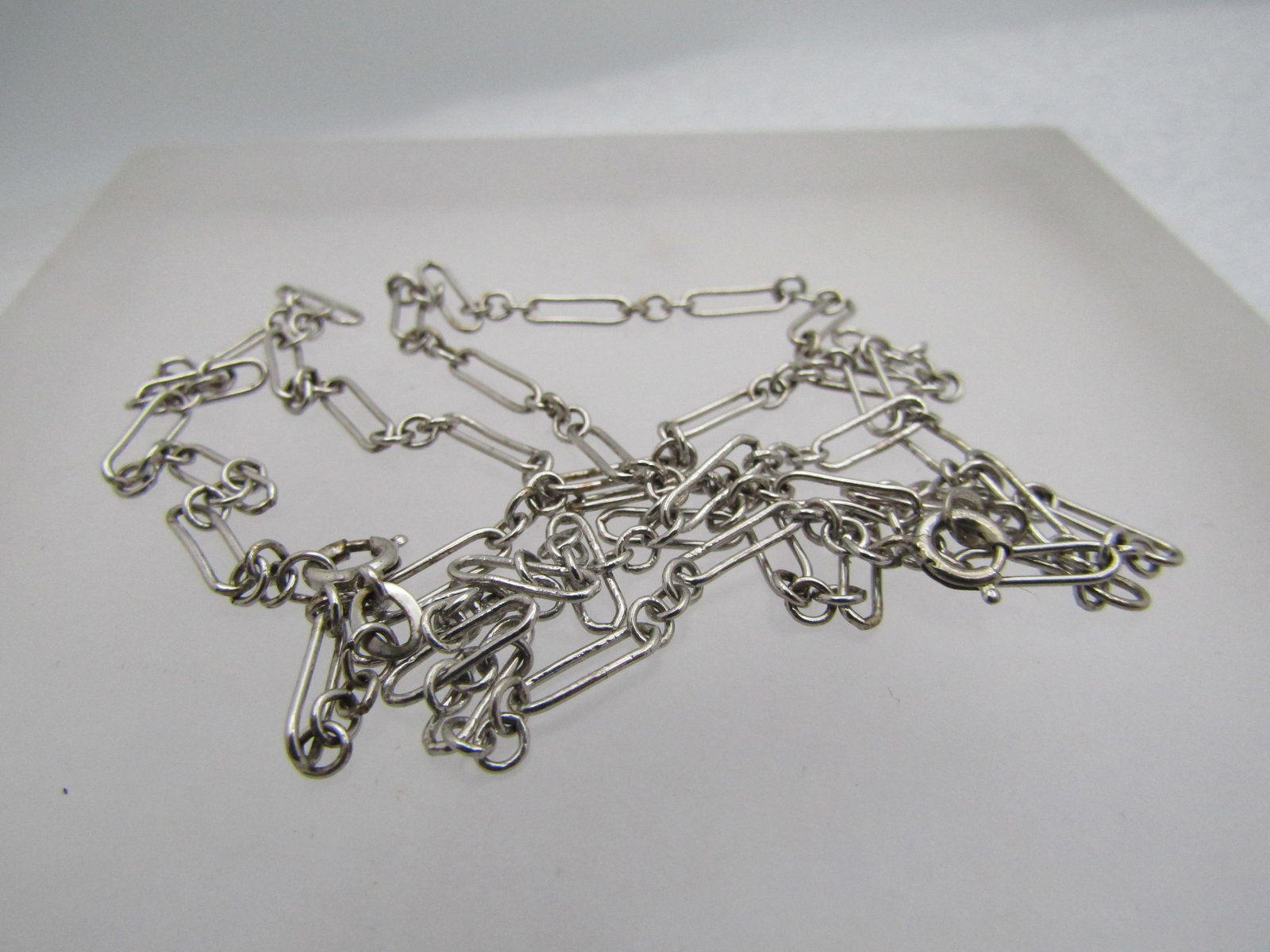 Vintage Silver Plated Necklace & Bracelet, Paperclip Link, 17" and 7" - 5