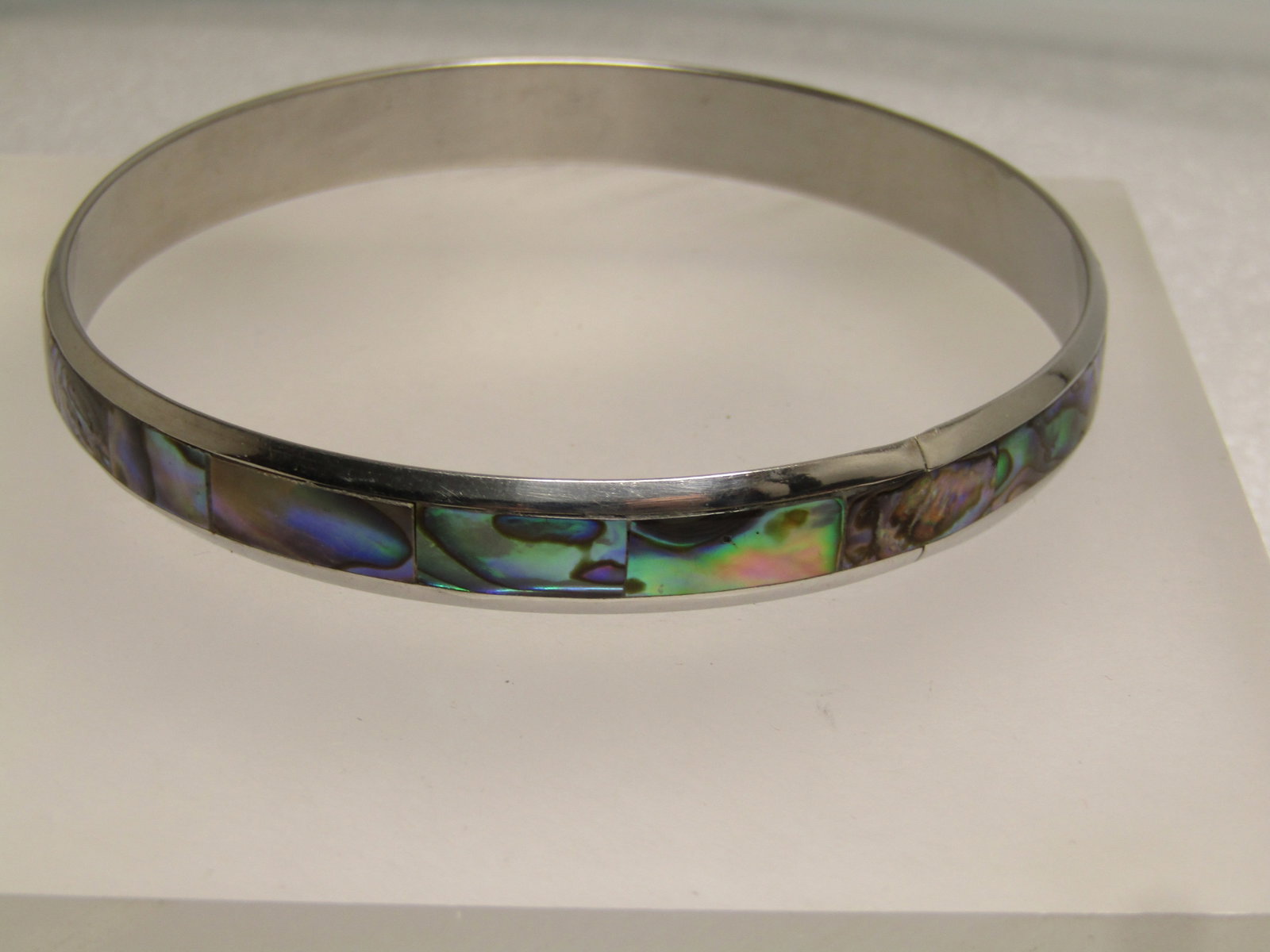 Vintage Abalone Bangle Bracelet 8.75", Unisex, 1980's-1990's - 3