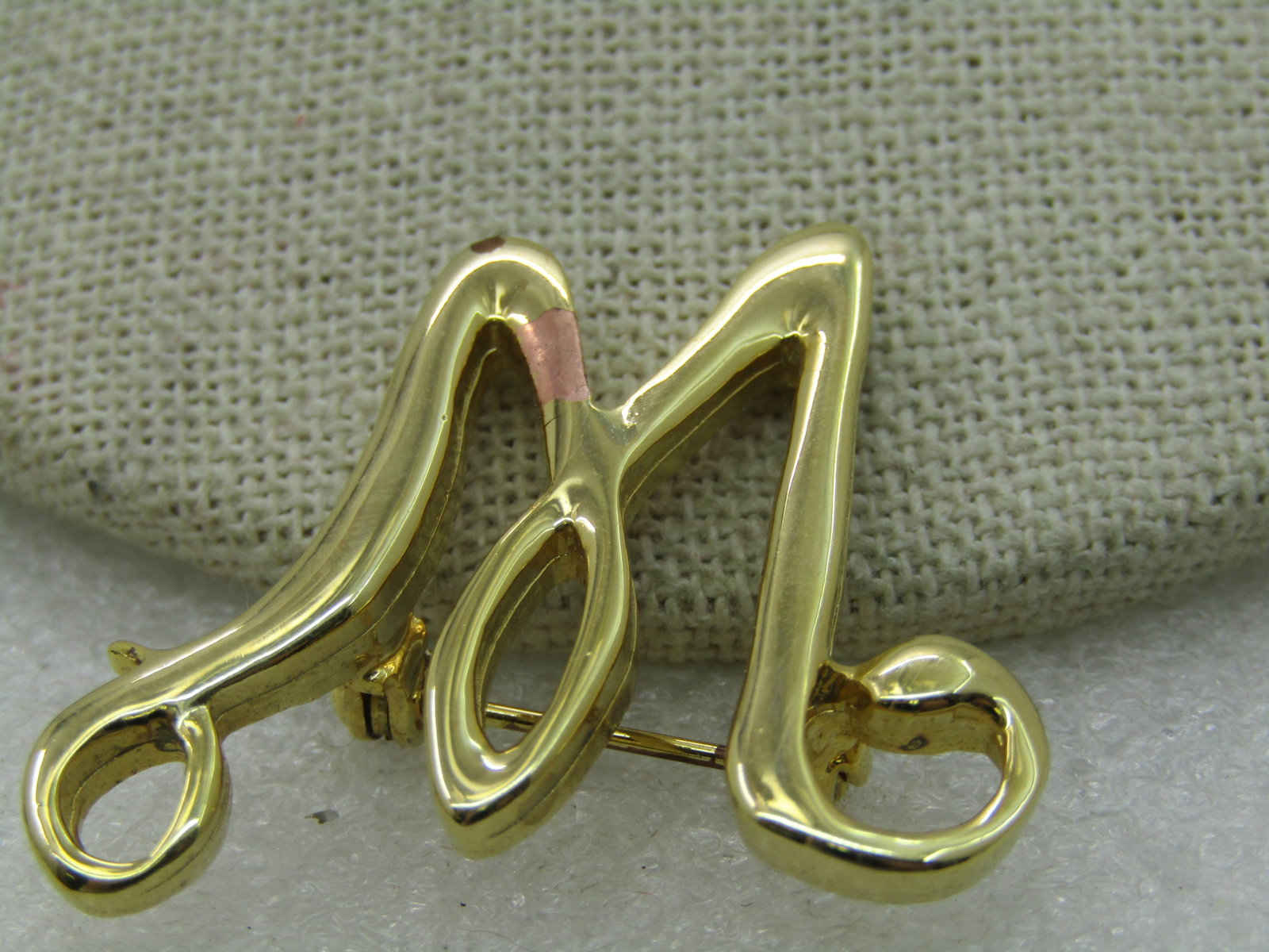 Vintage Initial W Brooch, 1.25" Tall - 2