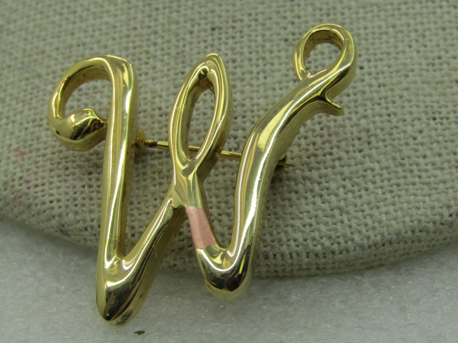 Vintage Initial W Brooch, 1.25" Tall - 5