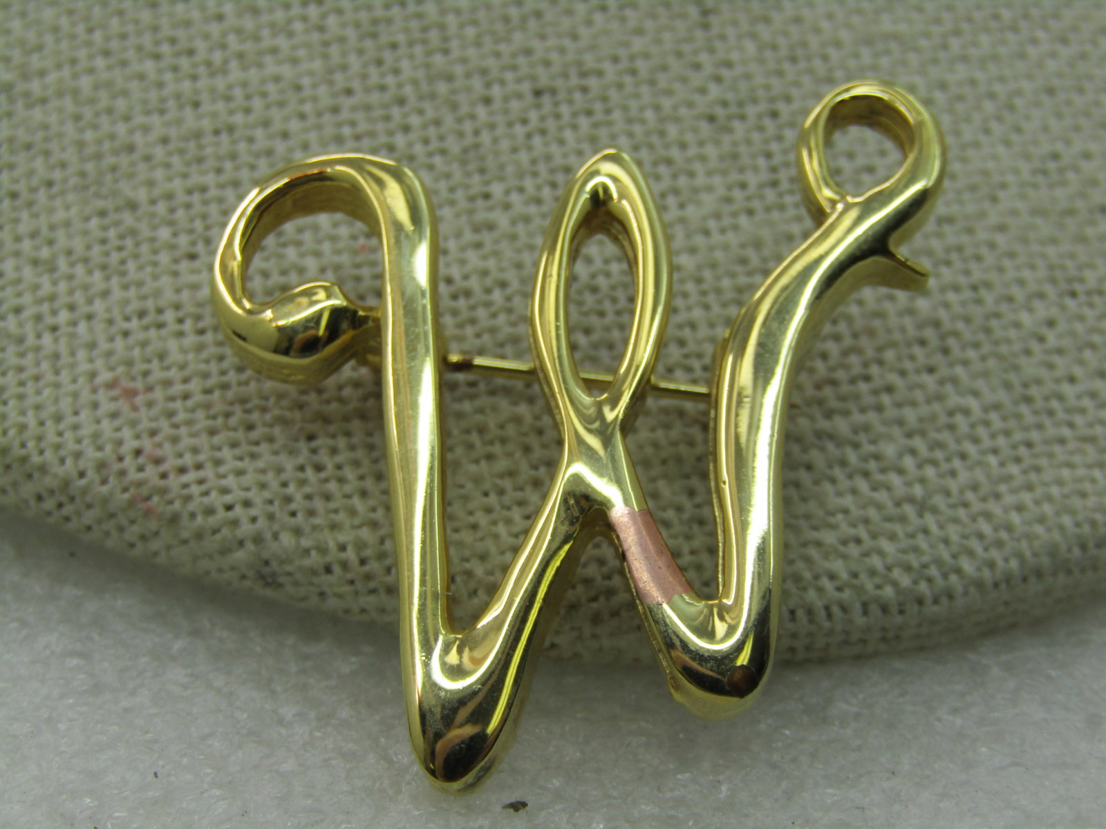 Vintage Initial W Brooch, 1.25" Tall - 6