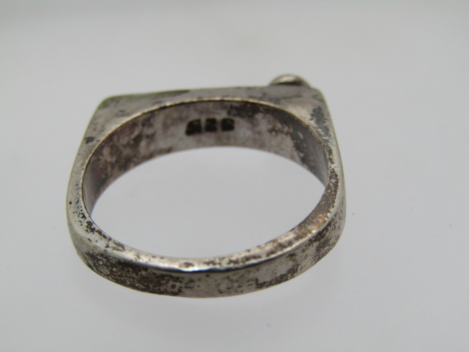 Vintage Sterling Peridot Mod Ring, Sz. 7 Flat Top, 1970's-1980's - 6