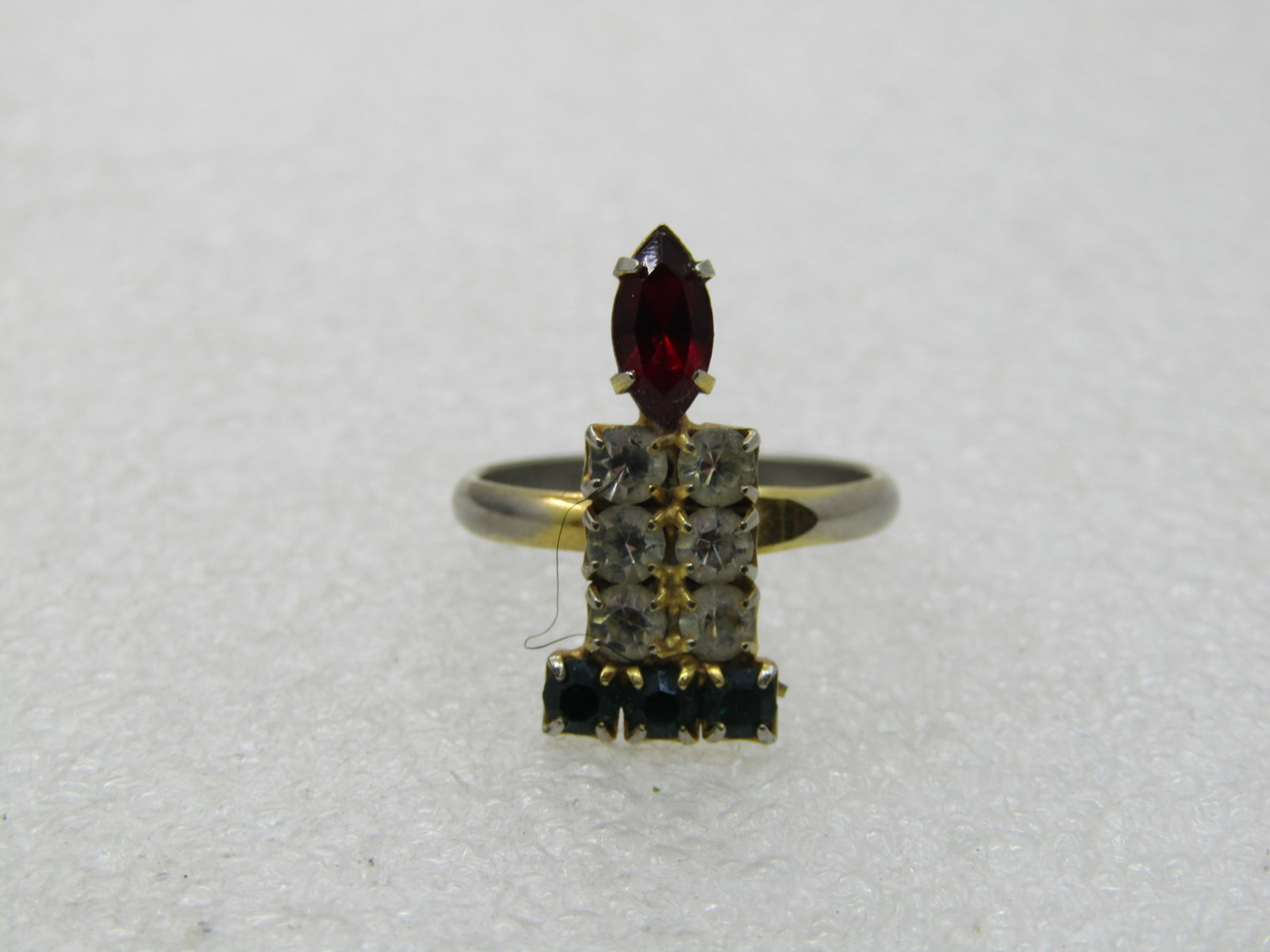 Vintage Christmas Rhinestone Candle Ring, Adjustable (1 of 5)