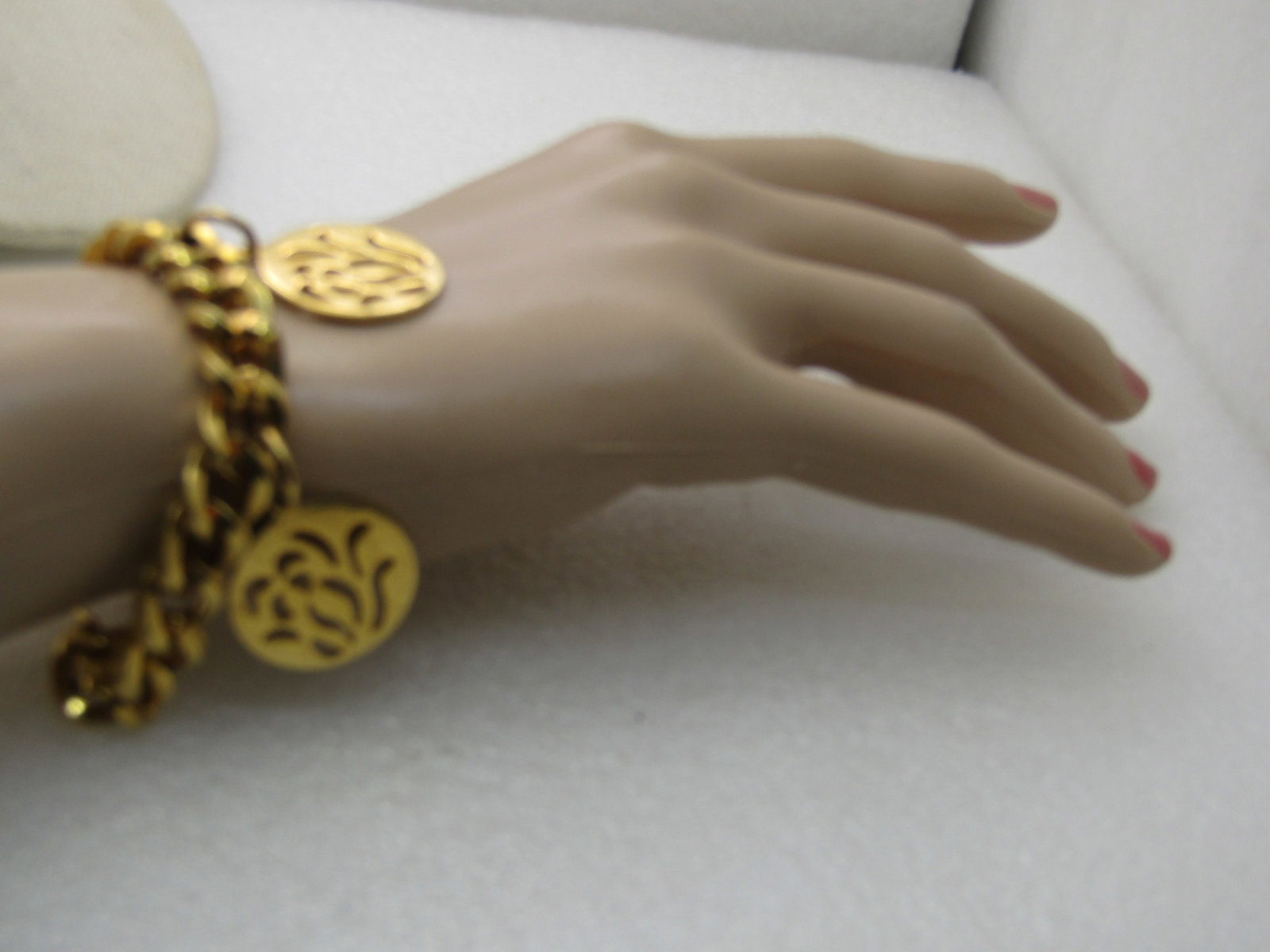 Vintage Cut-Out Iris Floral Charm Bracelet, 7.5", 1970's - 5