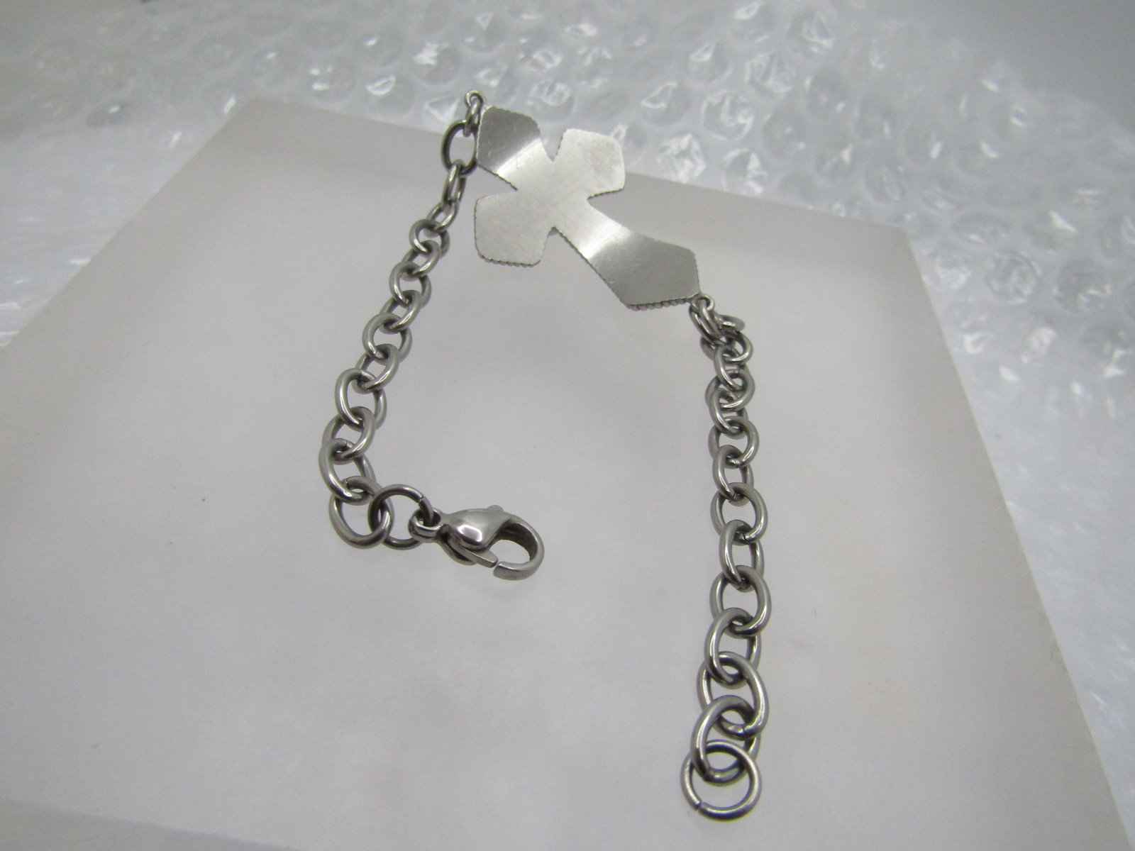 Vintage Filigree Cross Bracelet, 7.5", Faux Relic in Cross, 1990's - 5