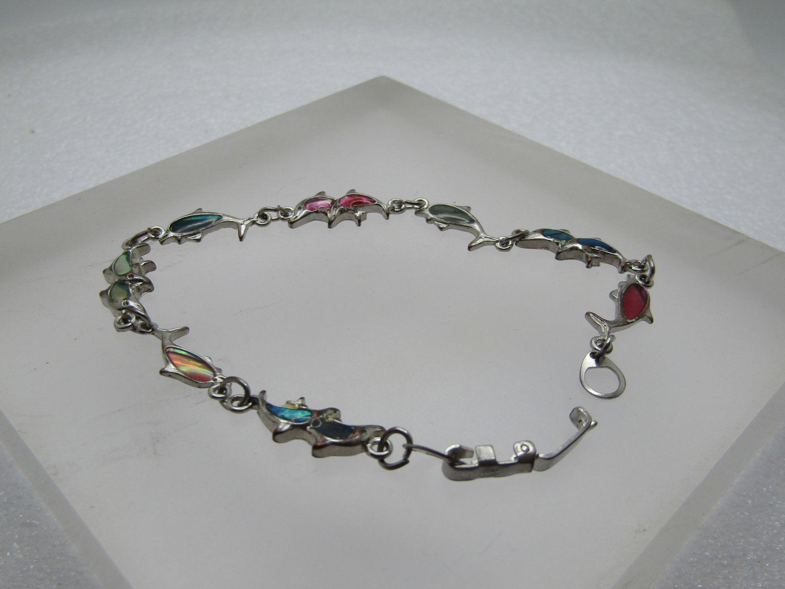 Vintage Dolphin Link Bracelet, Paua, Abalone, 7.75", 1970's-1980's (1 of 6)