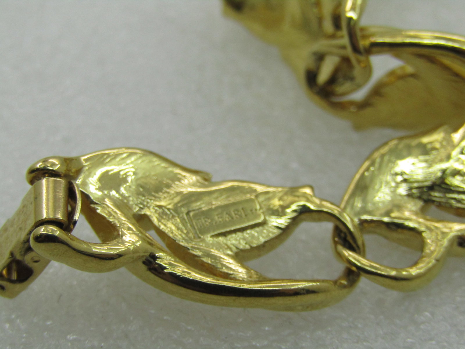 Vintage Trifari White Stoned Bracelet, Art Deco Themed, 7.25" Gold Tone, 1970's-1980's - 4