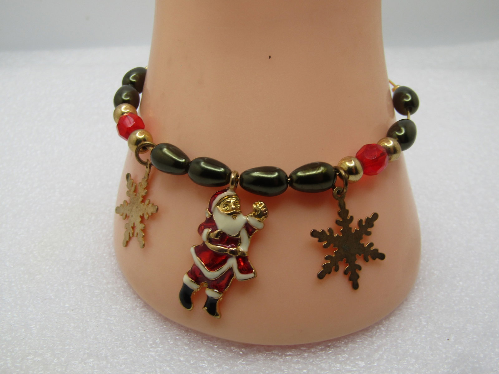 Vintage Coiled Christmas Charm Bracelet, Adjusts to Wrist, 1990's-2000's - 5
