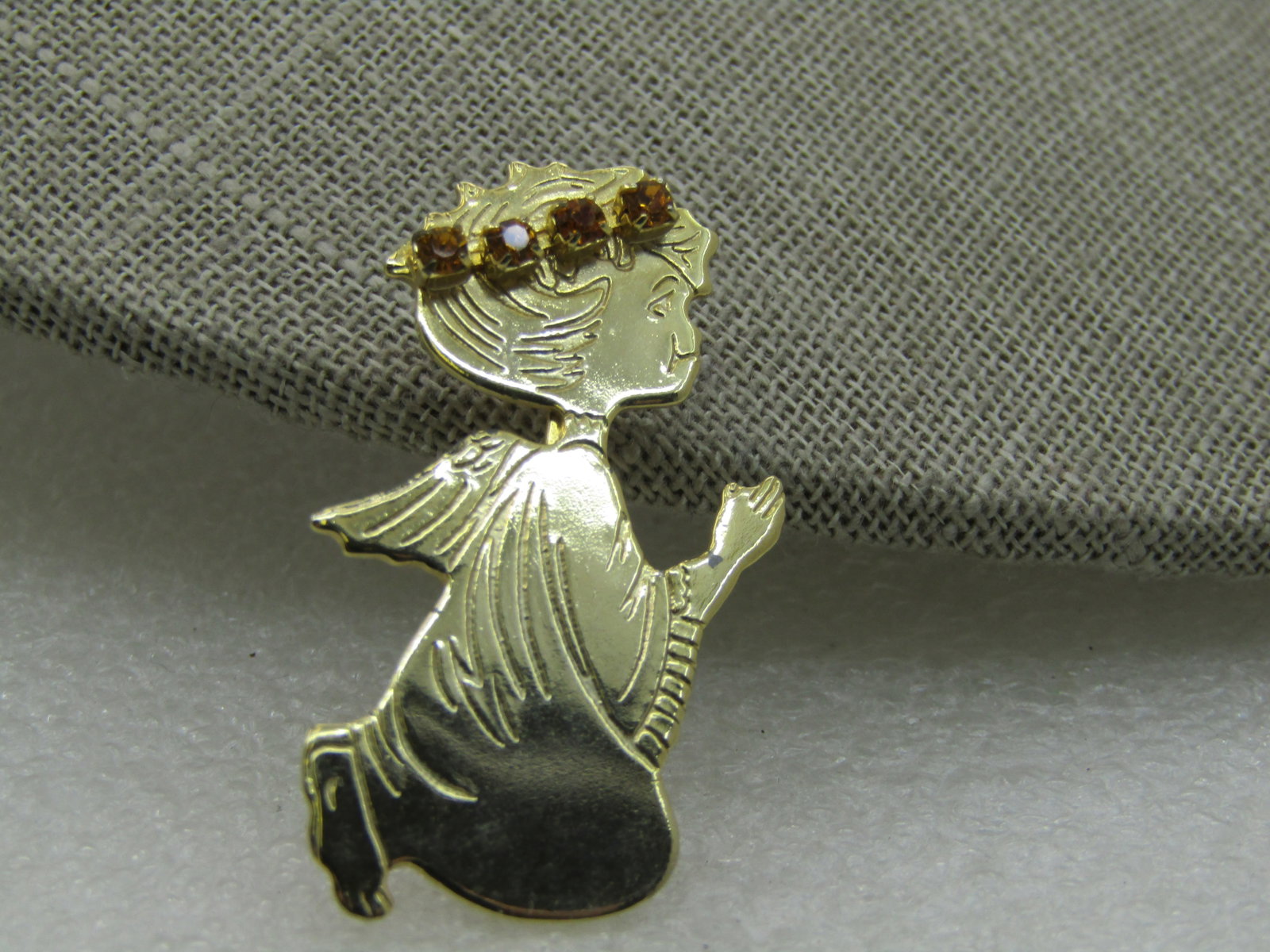 Vintage Rhinestone Praying Angel Brooch, Birthstone - November (1 of 6)