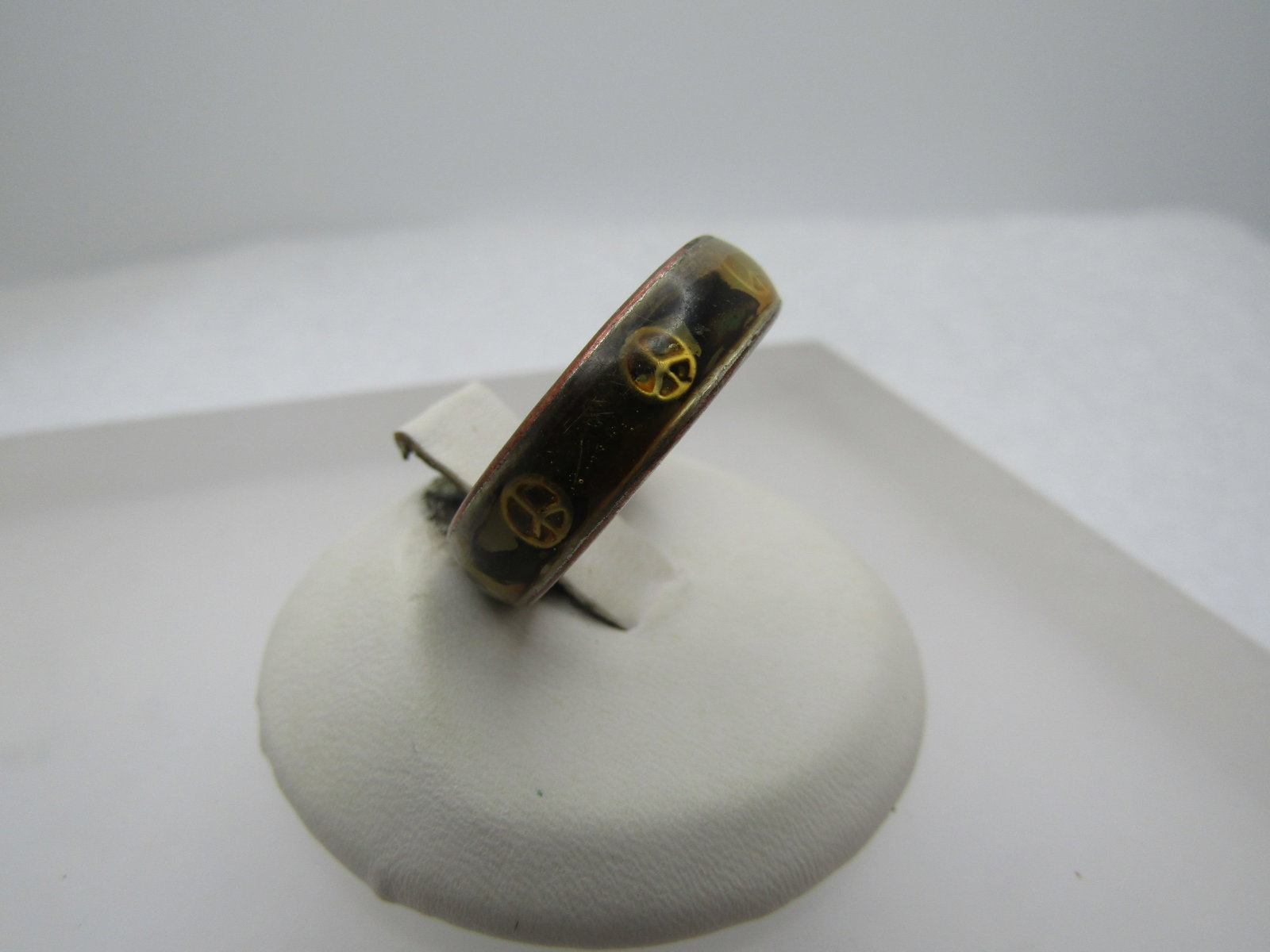 Vintage Enameled Peace Sign Ring, Sz. 9, Unisex, 1970's-1980's - 3