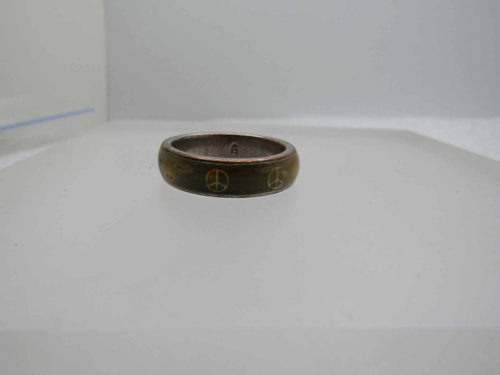 Vintage Enameled Peace Sign Ring, Sz. 9, Unisex, 1970's-1980's - 5