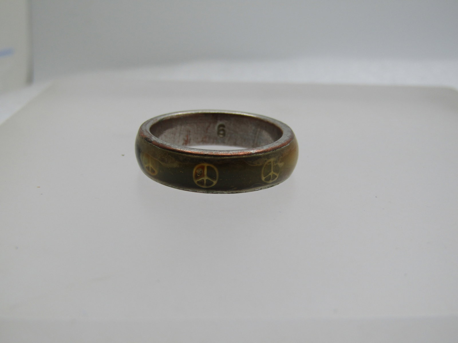 Vintage Enameled Peace Sign Ring, Sz. 9, Unisex, 1970's-1980's - 6