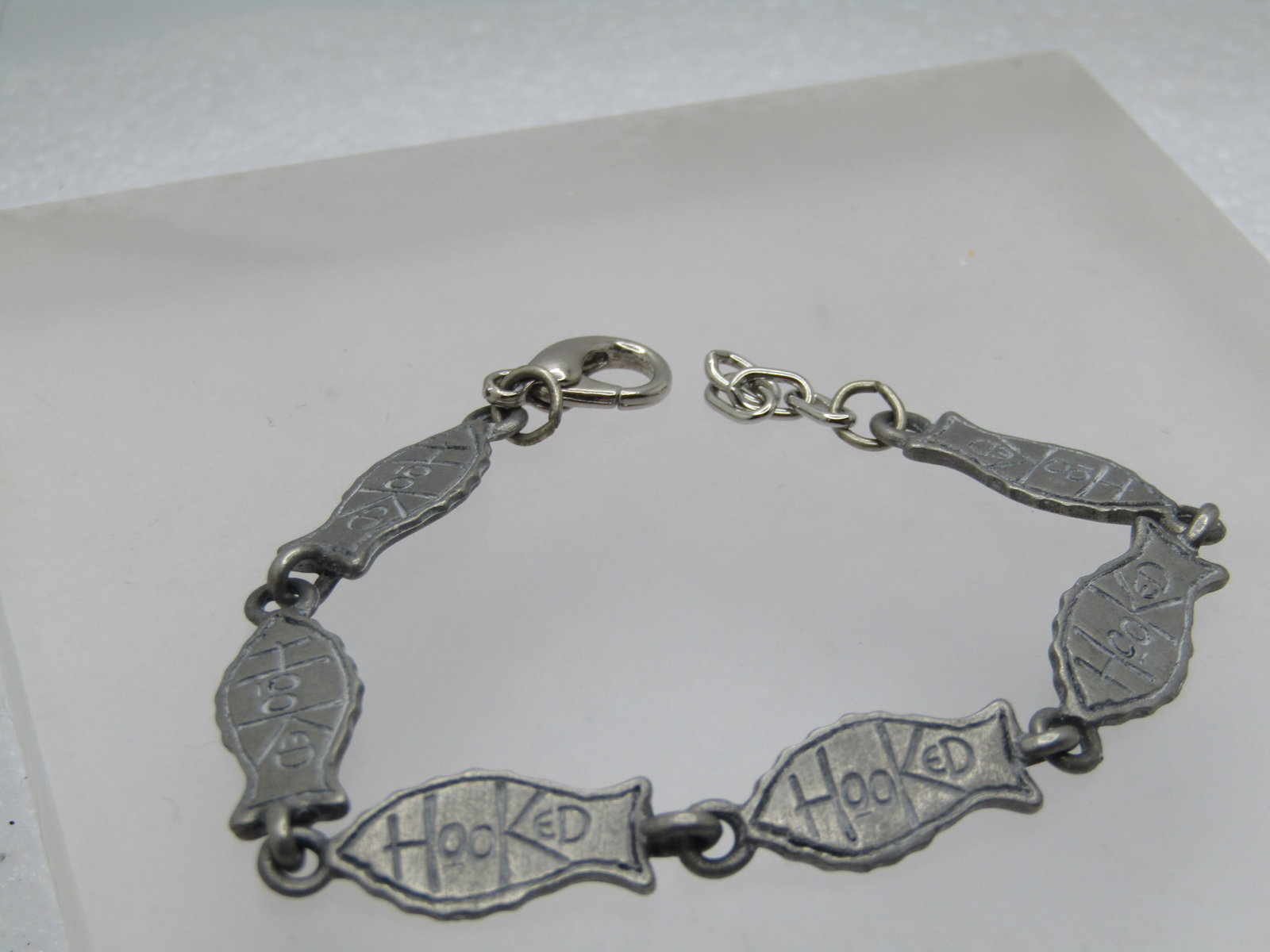 Vintage Fish Link Hooked Bracelet, Matthew 4:19, 7.5", 1970's-1980's, Signed Bran Cato - 2