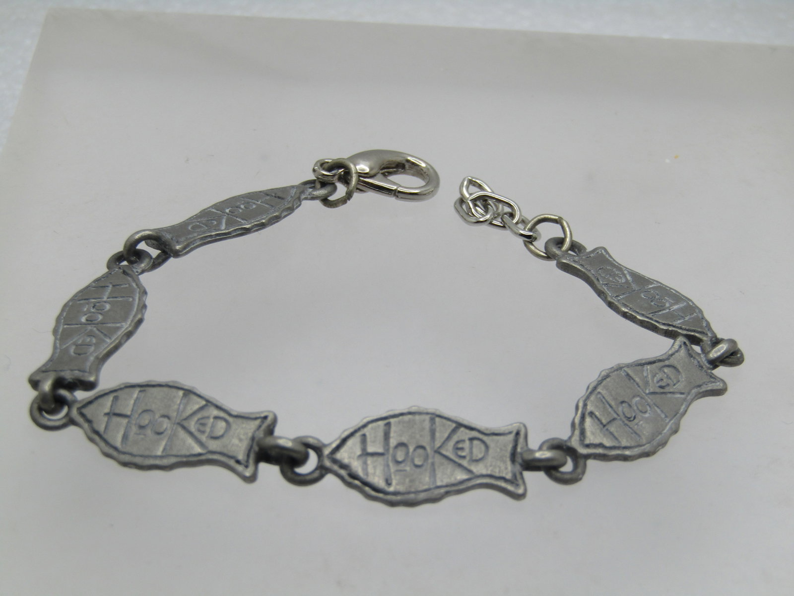 Vintage Fish Link Hooked Bracelet, Matthew 4:19, 7.5", 1970's-1980's, Signed Bran Cato - 3