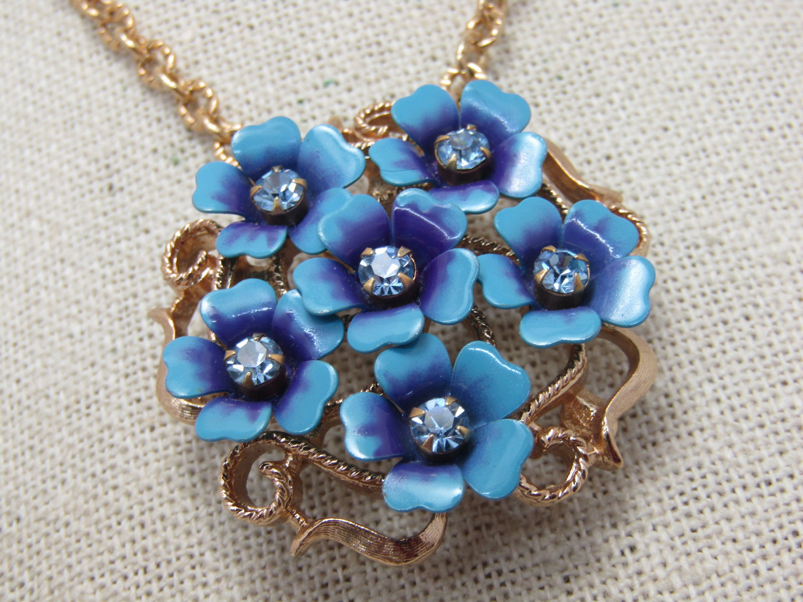 Vintage Avon Forget-Me-Not Brooch/Pendant Necklace, 24" - 4