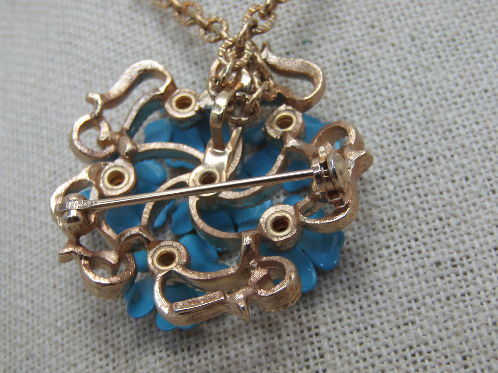 Vintage Avon Forget-Me-Not Brooch/Pendant Necklace, 24" - 5