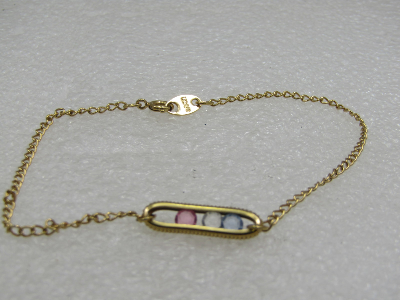Vintage Gold Tone Floating CZ Anklet/Bracelet 8.75" Avon - 2