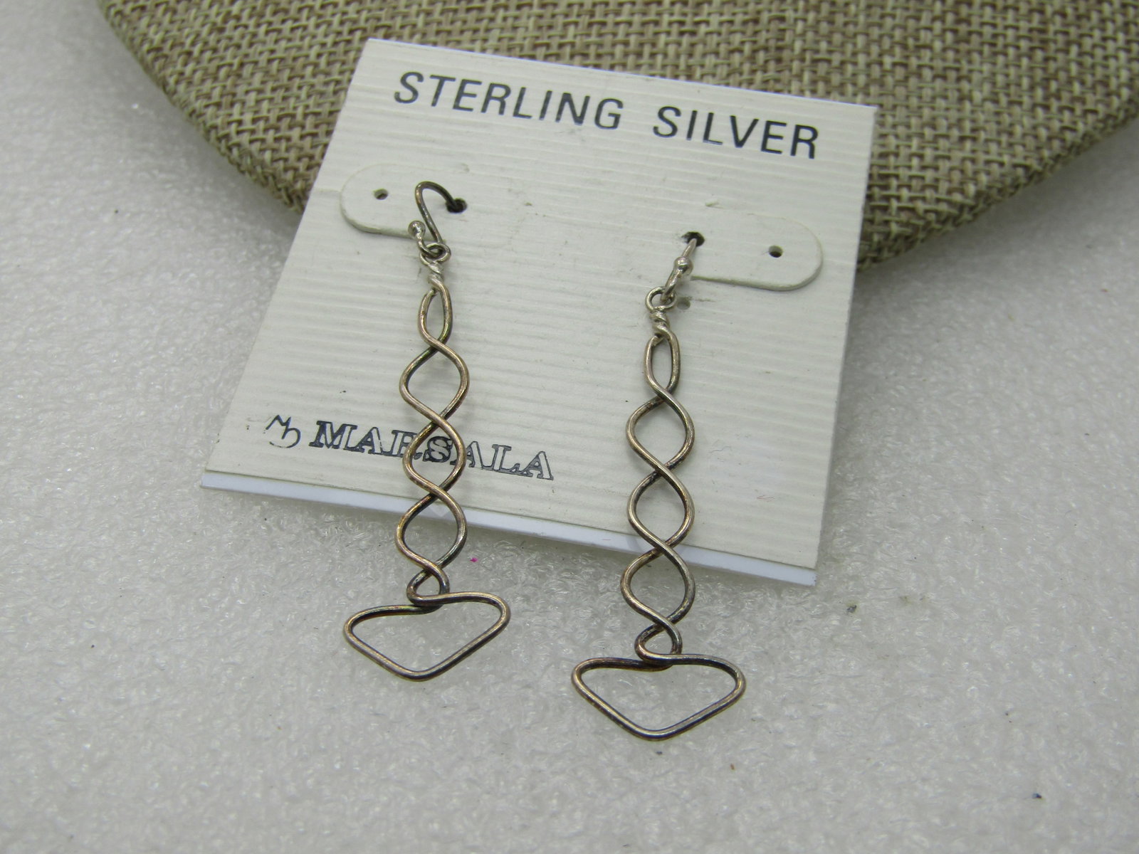Vintage Marsala Sterling Drop Earrings, On Carad, Pierced, 1.45 gr. - 3
