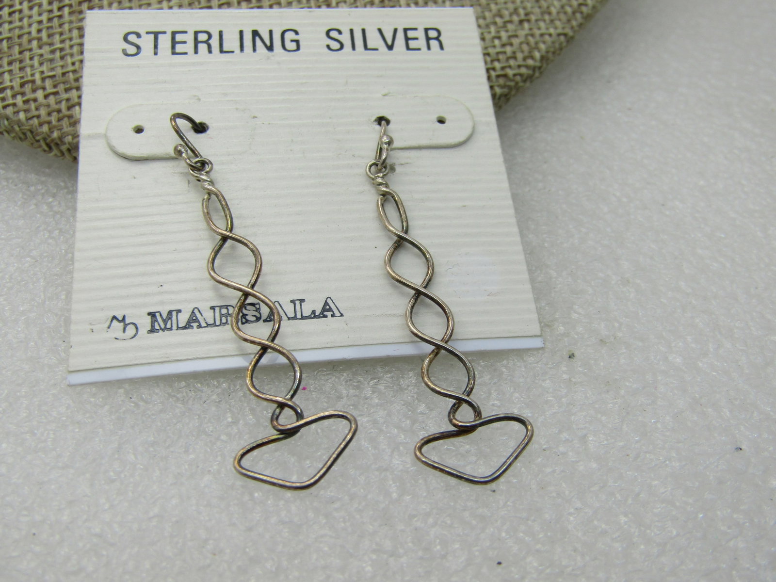 Vintage Marsala Sterling Drop Earrings, On Carad, Pierced, 1.45 gr. - 4