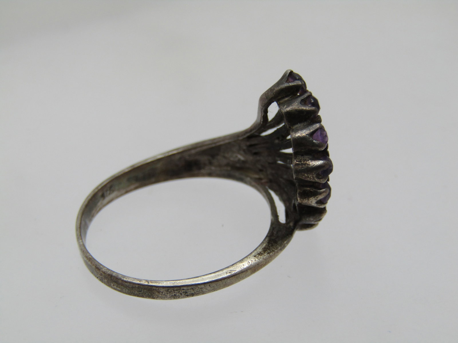 Vintage Sterling Amethyst Fanned Ring, Sz. 7, 1970's-1980's - 5