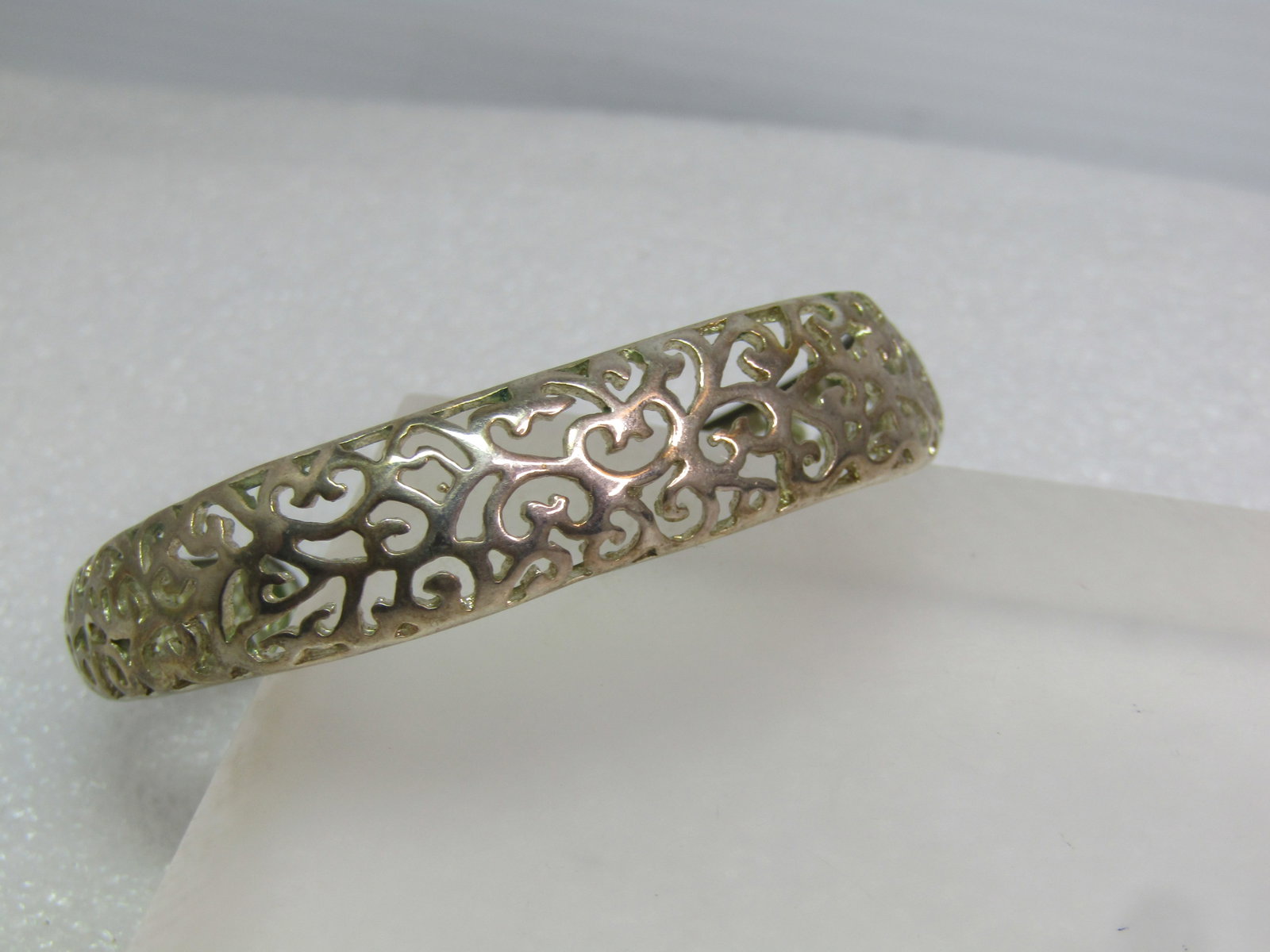 Vintage Silver Tone Filigree Cuff Bracelet, 6.5", 1980's-1990's - 2
