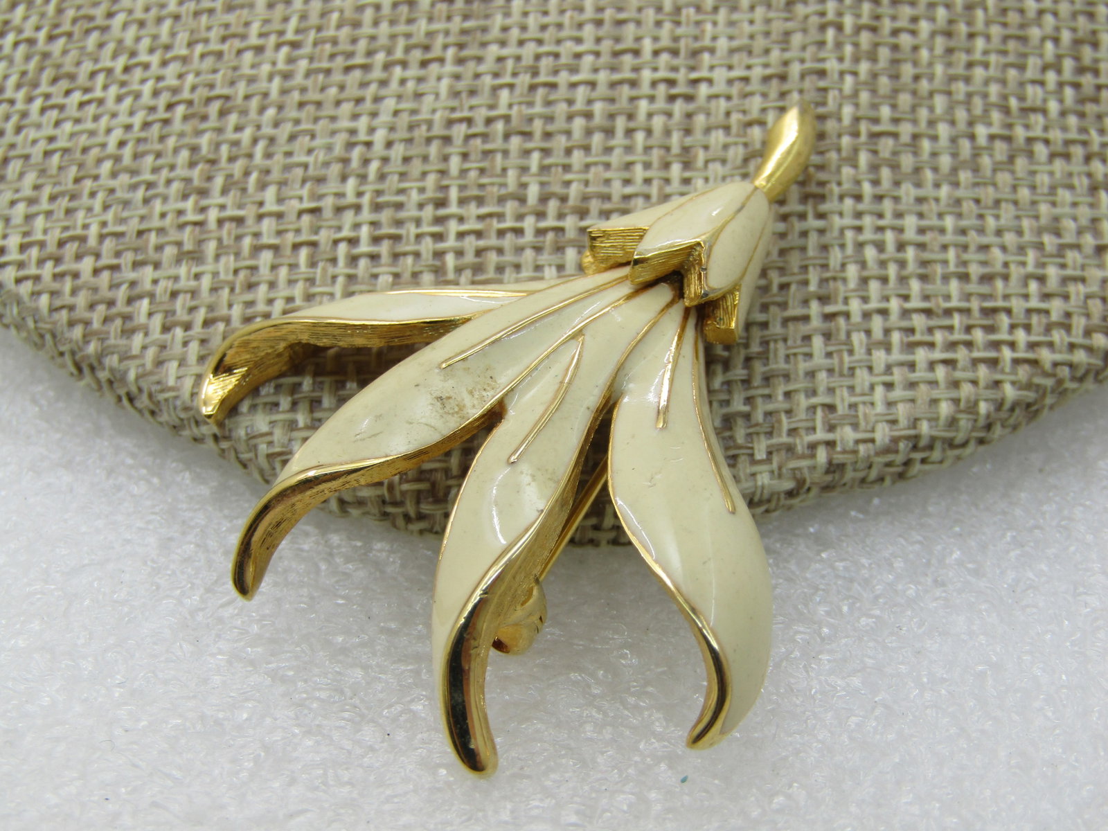 Vintage Monet Leaf Cluster Brooch, Tan Enameled, 2" - 3