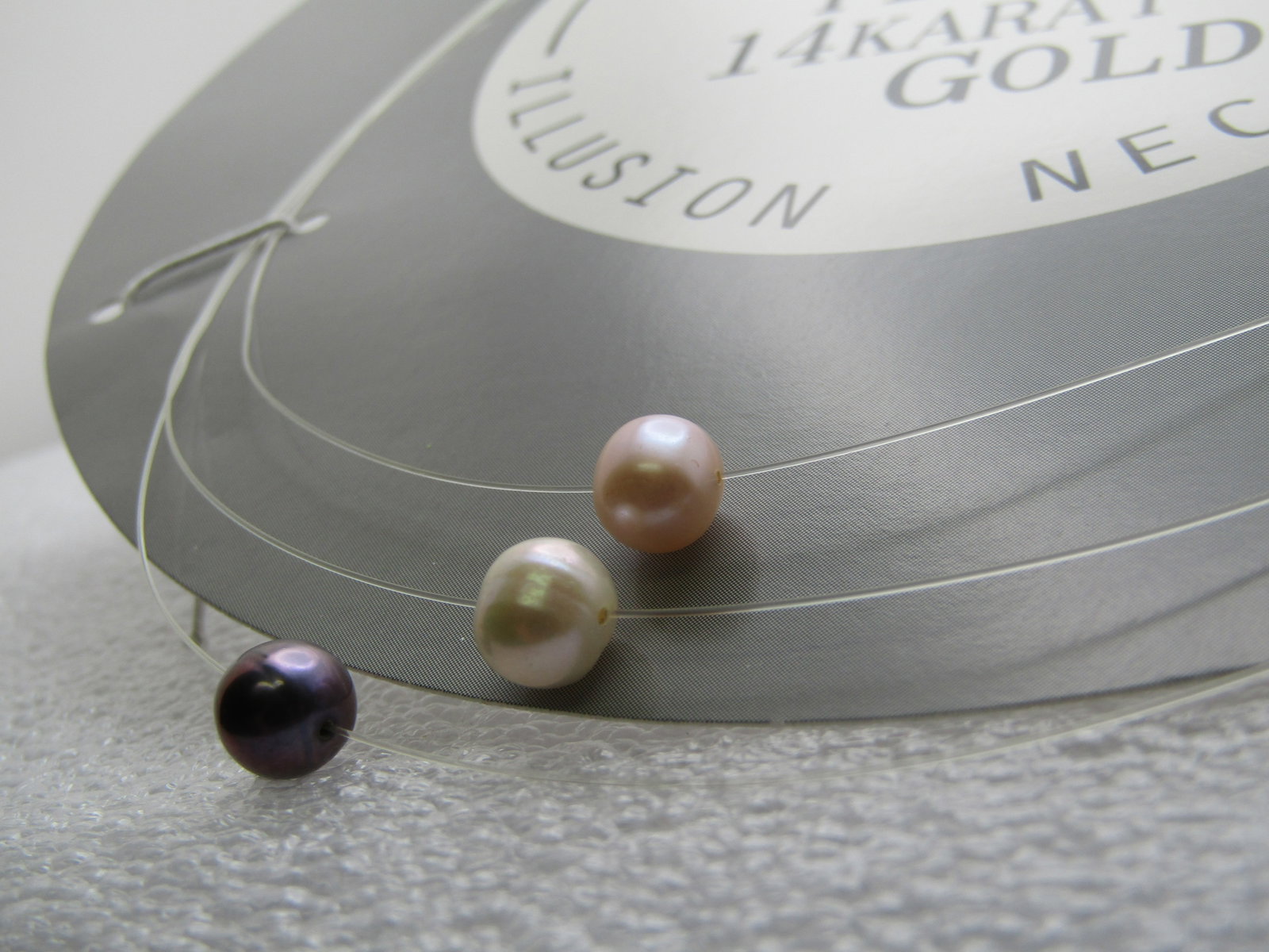 14KT Clasp, Freshwater Cultured Pearl Triple Strand Necklace, 16", 1980's-1990's, Signed - 2