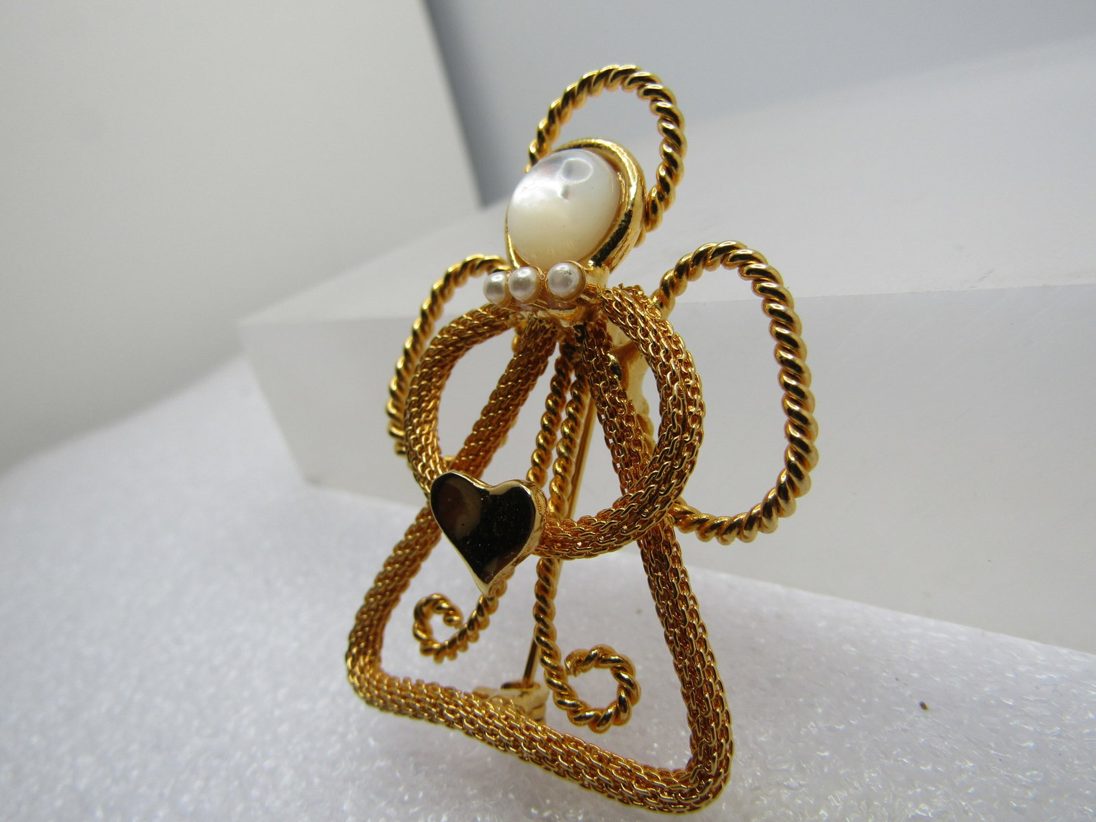 Vintage Angel & Heart Brooch, 1980's-1990's - 3