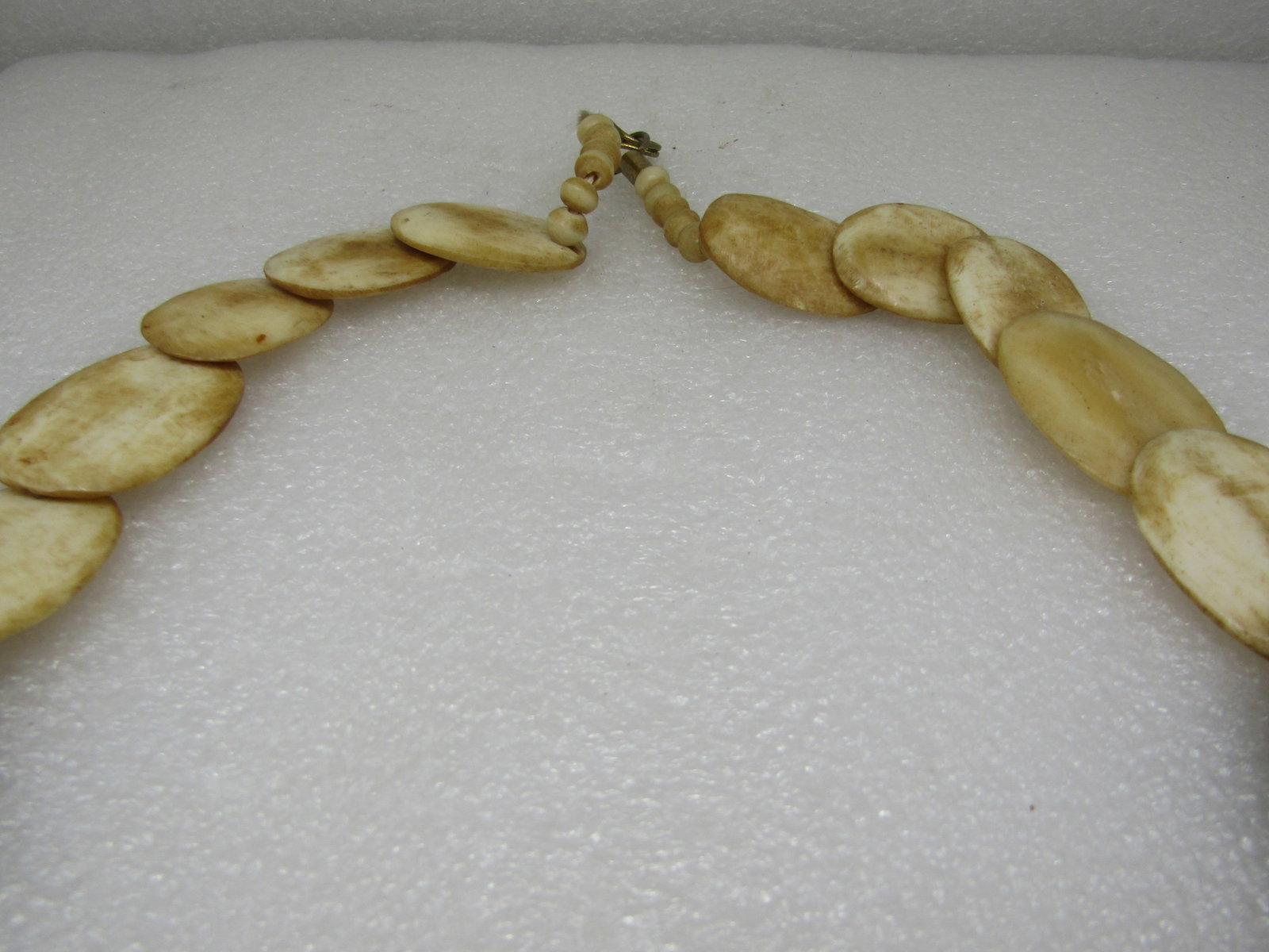 Vintage Tribal Shell Brass graduated Necklace 27.5" - 3