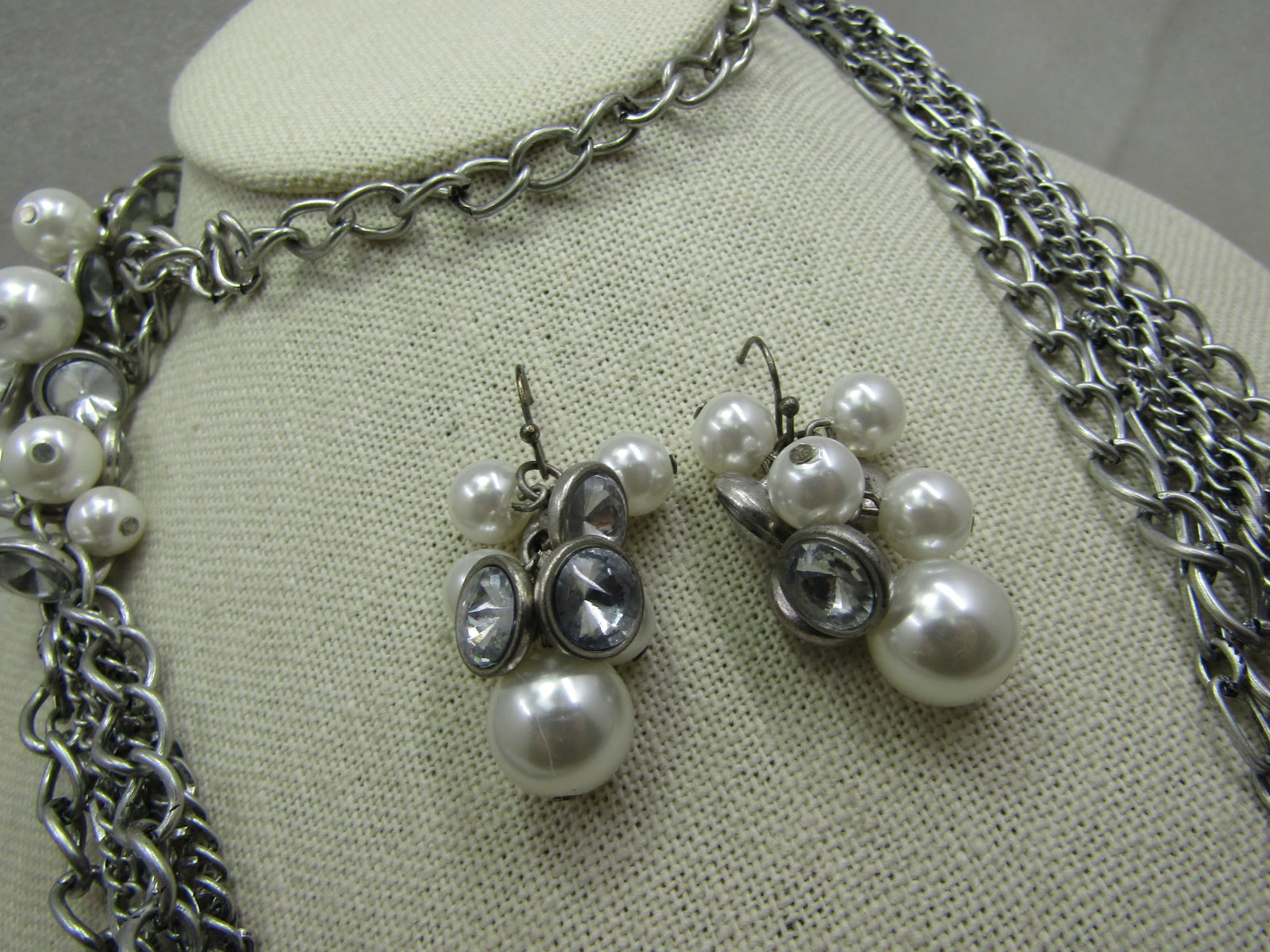 Premier Design Faux Pearl & Clear Rhinestone Necklace Earrings Set, 36" - 4
