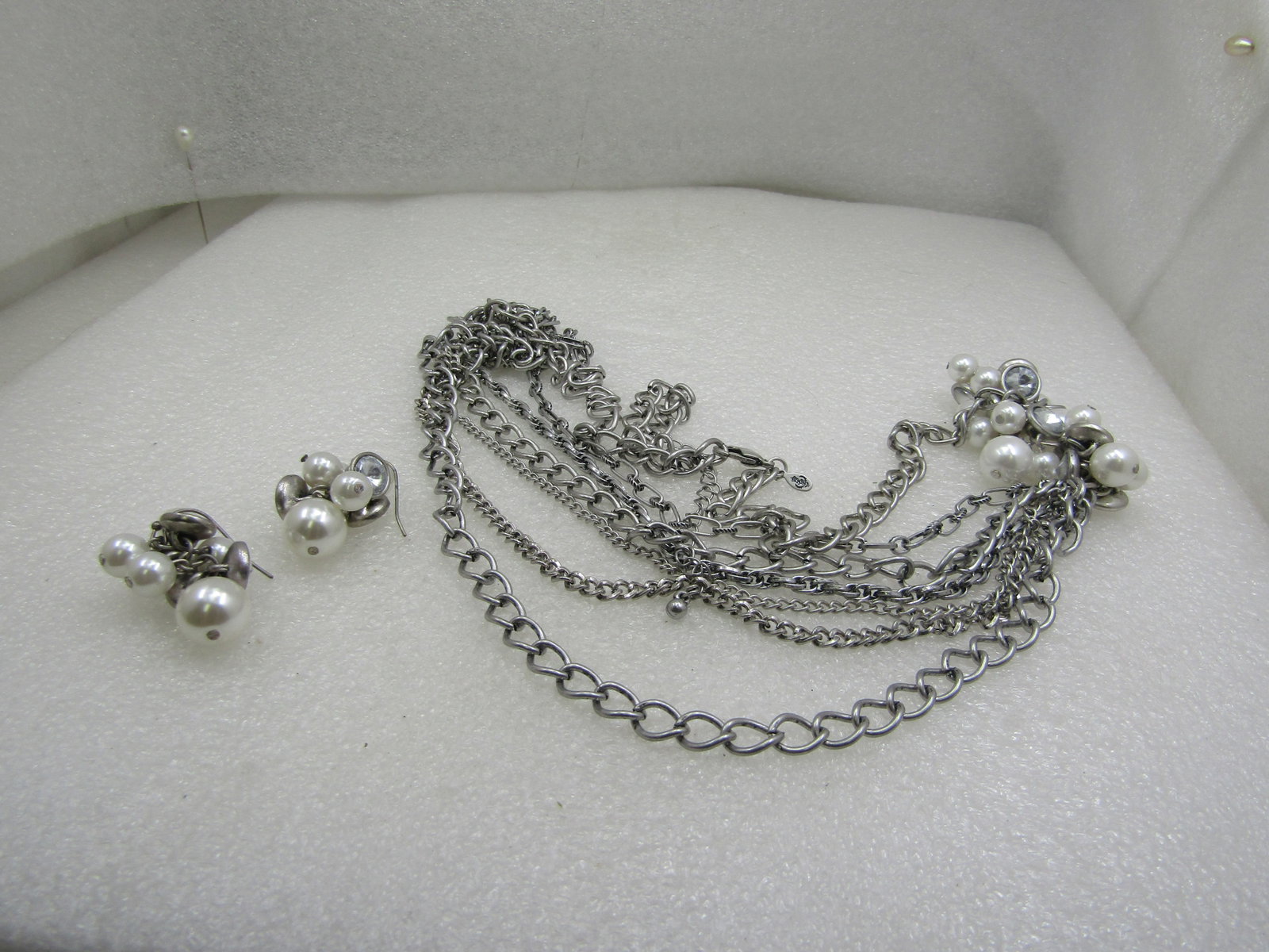 Premier Design Faux Pearl & Clear Rhinestone Necklace Earrings Set, 36" - 6
