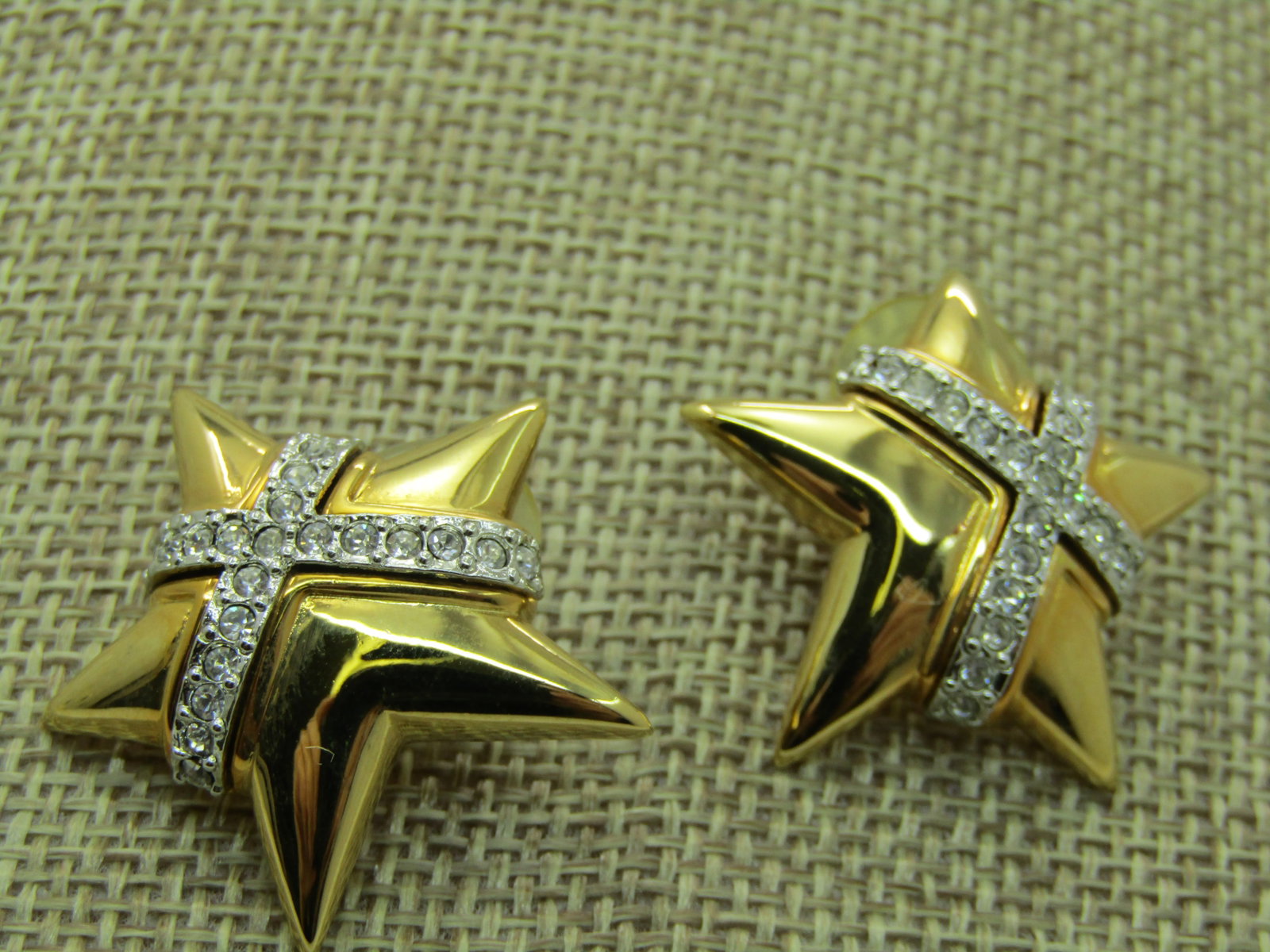 Vintage Joan Rivers Rhinestone Star Pierced Earrings (1 of 5)