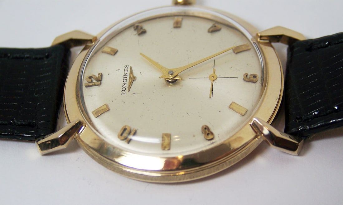 Vintage 14k LONGINES Mens Winding Watch Cal 370 1960s* EXLNT* SERVICED - 8