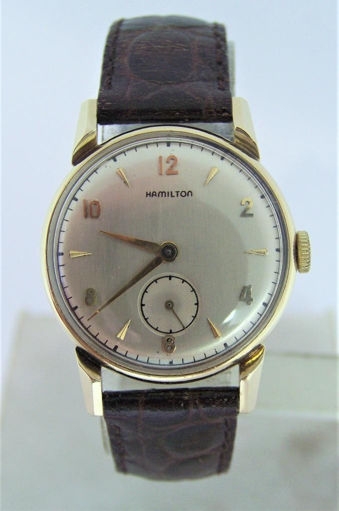 Vintage 14K HAMILTON KIRK Men's Winding Watch 1940s CAl 747* SERVICED: Vintage 14K HAMILTON Men's Winding Watch 1940s CAl 747* EXLNT* SERVICED? This Men's Hamilton watch is Swiss made Great present for vintage watch collectors & enthusiasts! * Solid 14k Yellow Gold case