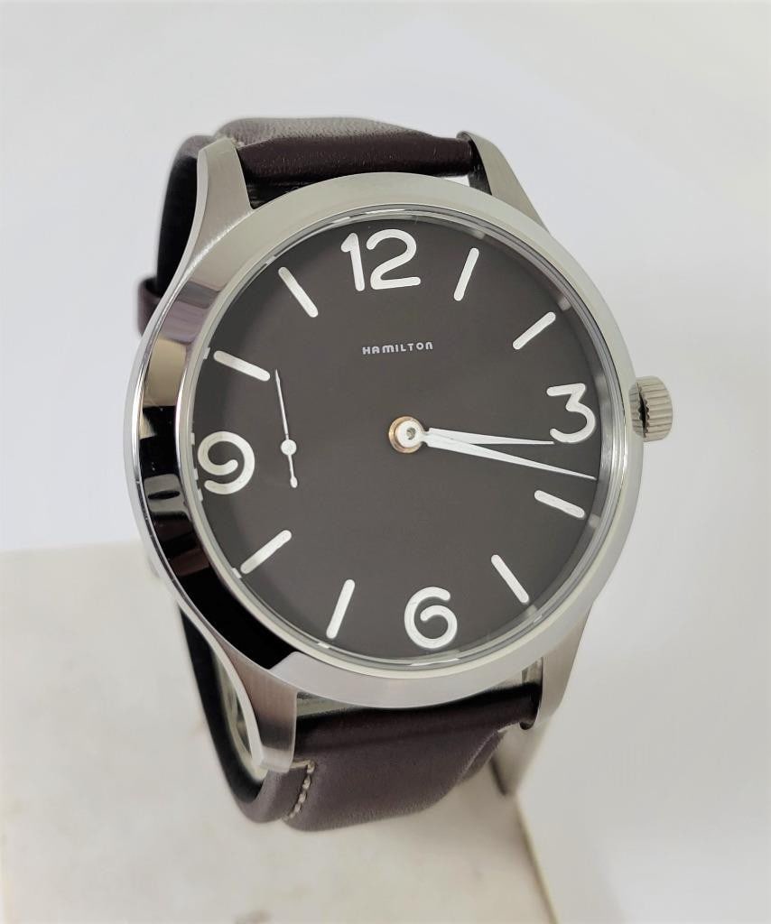 Mens S/Steel High Grade HAMILTON Winding Watch Cal 917 Re-Cased* Chocolate Dial: Vintage Mens S/Steel High Grade HAMILTON Winding Watch Cal 917 Re-Cased-Marriage* Chocolate Dial* EXLNT* SERVICED ??? This Men's Hamilton watch is USA made. Great present for yourself or someone you