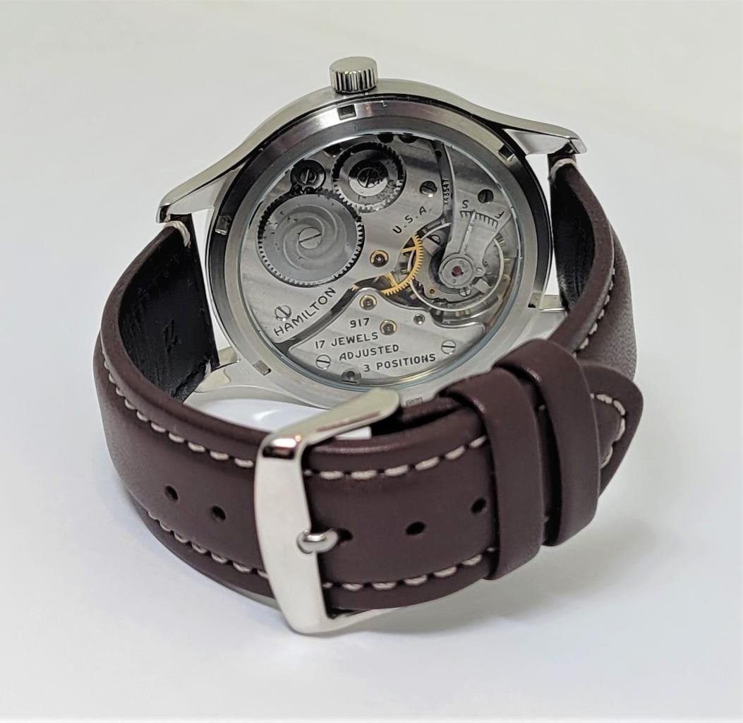 Mens S/Steel High Grade HAMILTON Winding Watch Cal 917 Re-Cased* Chocolate Dial - 6