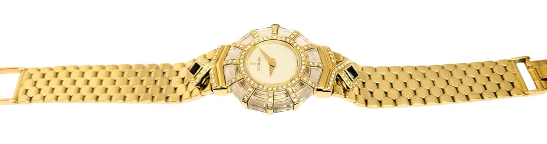 18k Gold CORUM Ladies Watch with Mother-Of-Pearl Diamonds & Sapphires 24.783.65 - 8