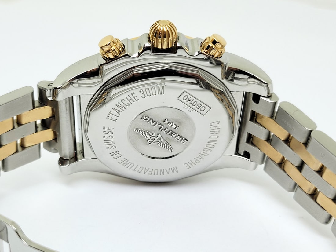S/Steel & 18k BREITLING CHRONOMAT Chronograph Automatic 41 mm Watch CB0140 EXLNT - 12