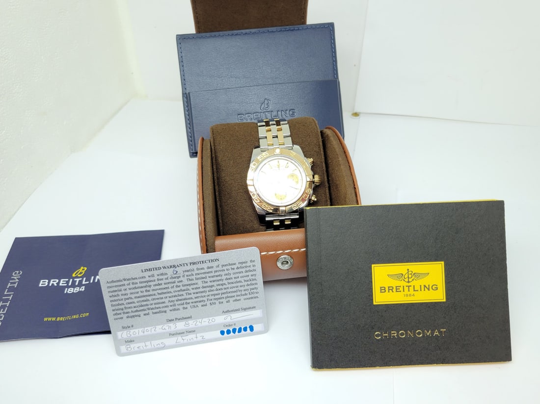 S/Steel & 18k BREITLING CHRONOMAT Chronograph Automatic 41 mm Watch CB0140 EXLNT - 14