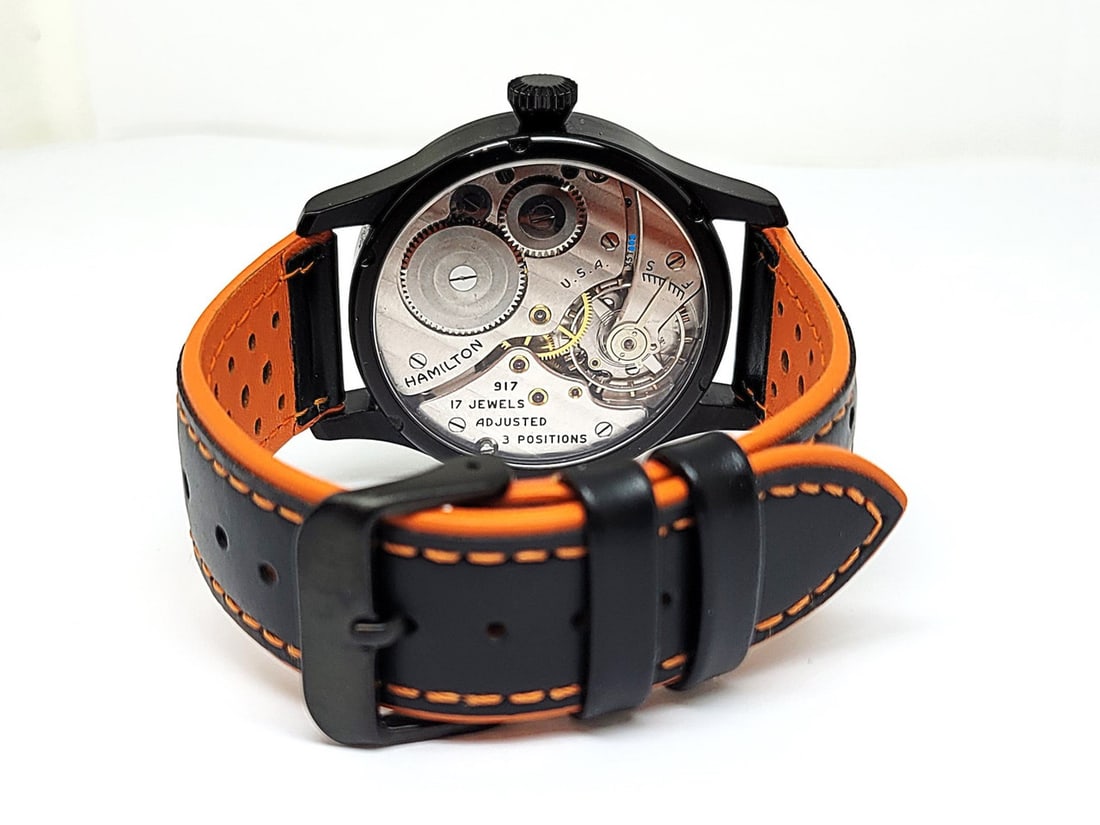 Men's S/Steel Black PVD Watch with High Grade HAMILTON Movement Cal 917 Re-Cased - 4