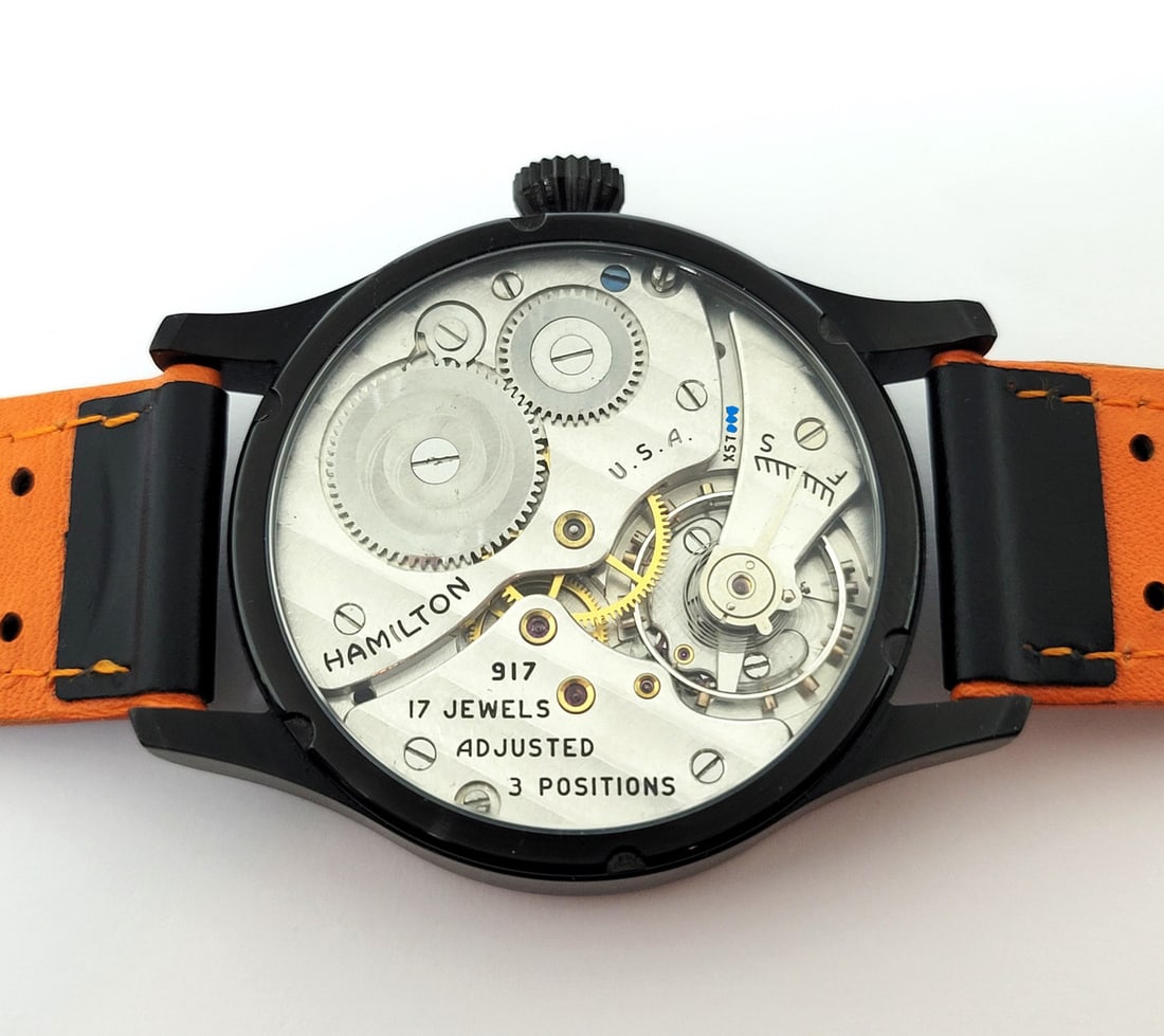 Men's S/Steel Black PVD Watch with High Grade HAMILTON Movement Cal 917 Re-Cased - 9
