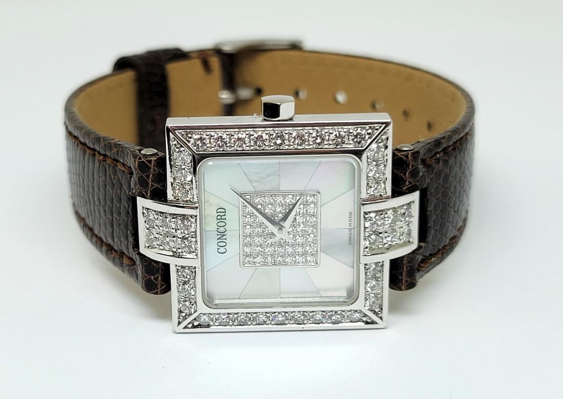 Ladies 18k White Gold CONCORD Watch with Diamonds Mother of Pearl Dial 61.25.542 - 3
