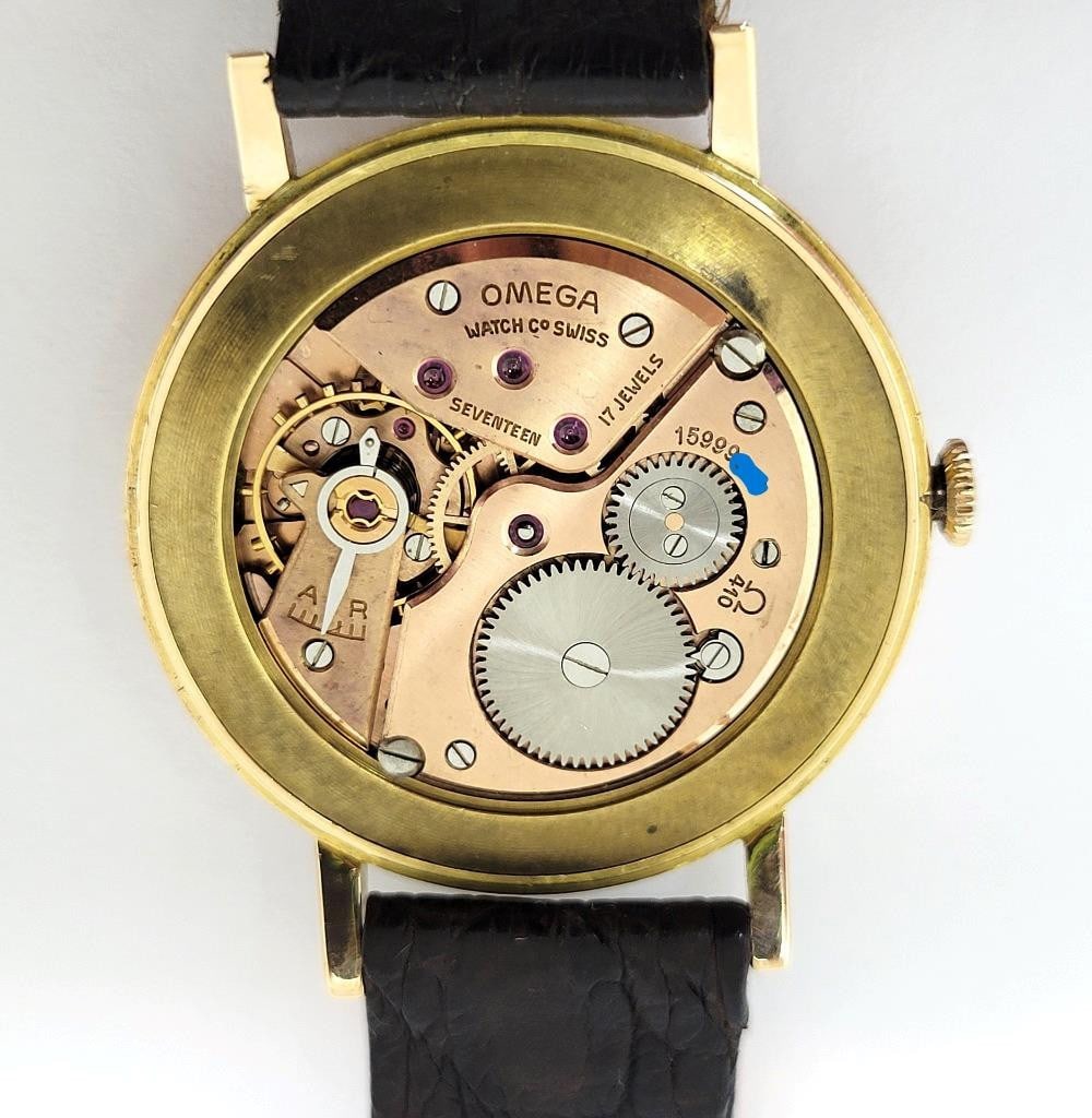 Vintage 18K Rose Gold OMEGA Mens Winding Watch c.1956 Cal.410* EXLNT - 11