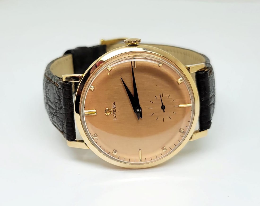 Vintage 18K Rose Gold OMEGA Mens Winding Watch c.1956 Cal.410* EXLNT - 4