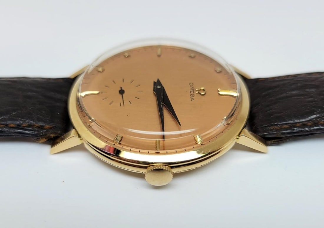 Vintage 18K Rose Gold OMEGA Mens Winding Watch c.1956 Cal.410* EXLNT - 7